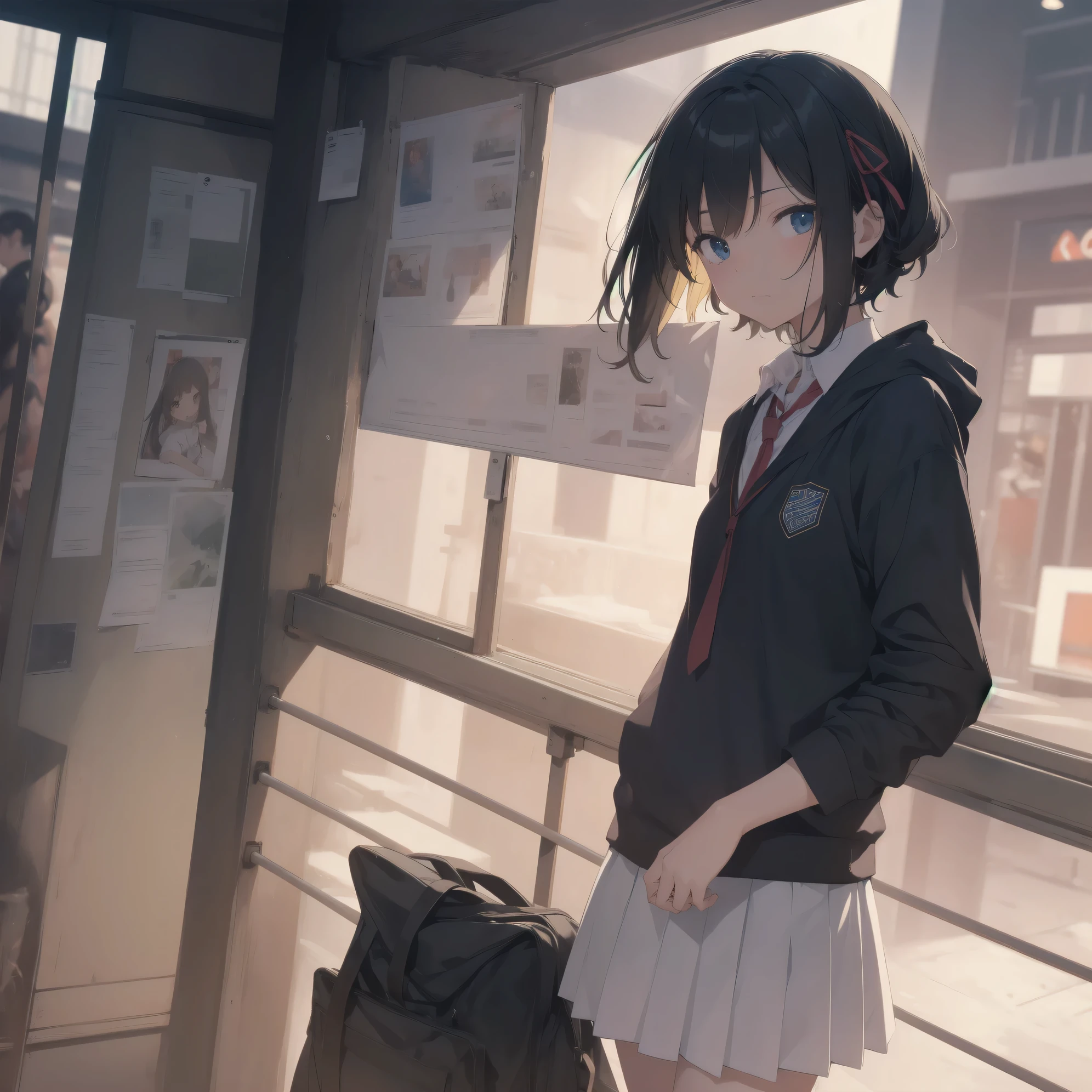 Super absurd quality by the god of art, Super detailed, High resolution, anime moe art style, best anime 8K konachan wallpaper, Pixiv contest winners, perfect ???????, break, (眠そうにalone学校へ行く女の子を描いてください. )break,1 girl, (alone,little woman, cute face, 13 years old:1.3),All limbs, full finger,, The charm of an immature body, (very_short hair), shortcut, Bang, flat chest, small ass, between legs, small black eyes, detailed and beautiful eyes, Well-proportioned iris and pupils, expressive eyes, High resolutionの詳細な髪, neck ribbon, shirt, collared shirt, skirt, pleated skirt, school uniform, (detailed lighting), (detailed background), On the way to school. break,super dense skin, Best cinematic lighting powered by famous artist, 8K,Beauty Illustration,photoshop_(Moderate),Absurd Hi-Res,UHD,rough skin,break,((artist:Fujiyama)), artist:Fujichoko,artist:Yamamoto_Soichiro,artist:hanekoto
