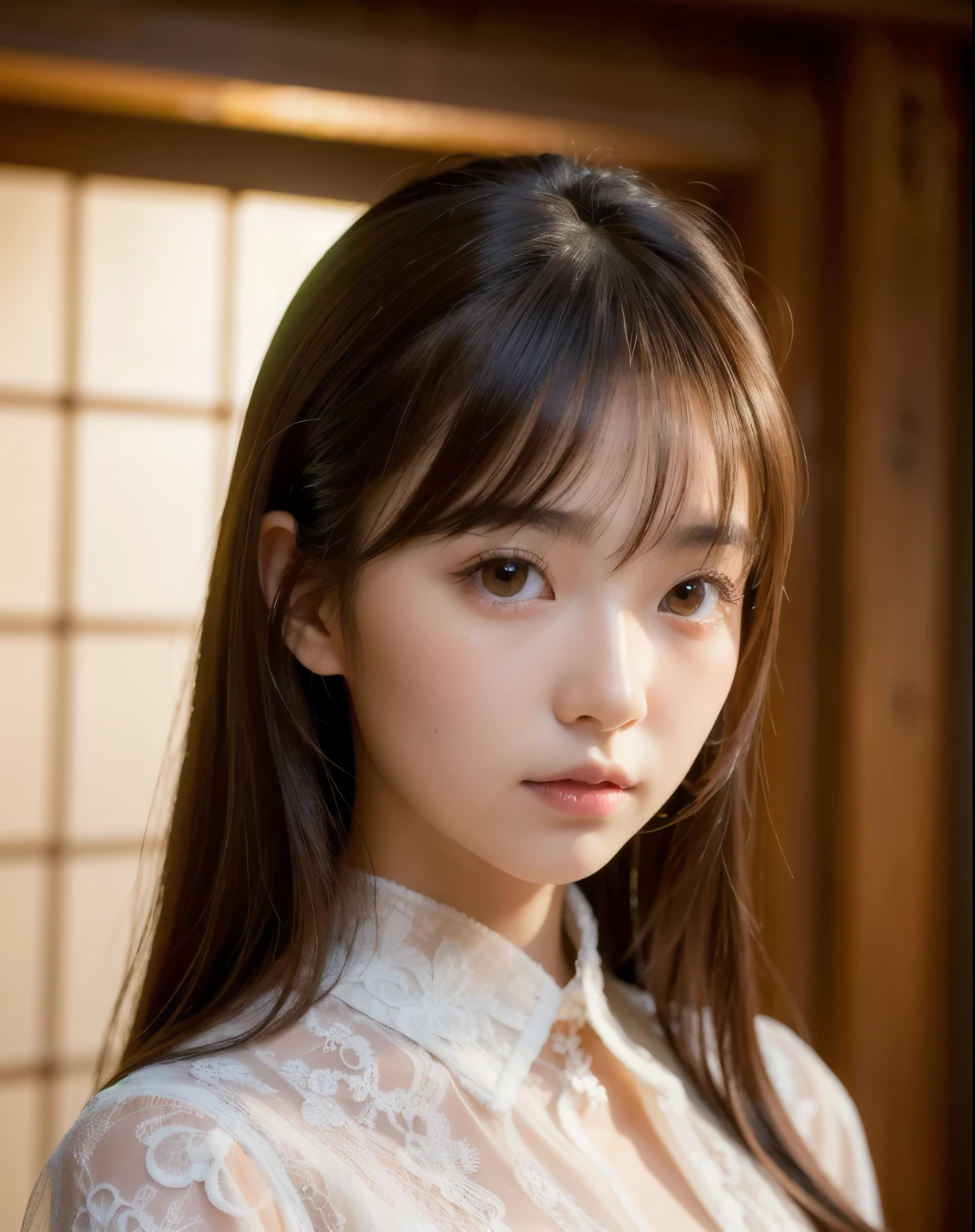 best quality, face focus, soft light, ultra high res, (photorealistic:1.4), RAW photo,
1japanese girl, solo, cute, (pupil, lights in the eyes), detailed beautiful face, (),(high resolution detail of human skin texture),
(long hair),
indoor,
Damask Shirt Dress,
(portrait)