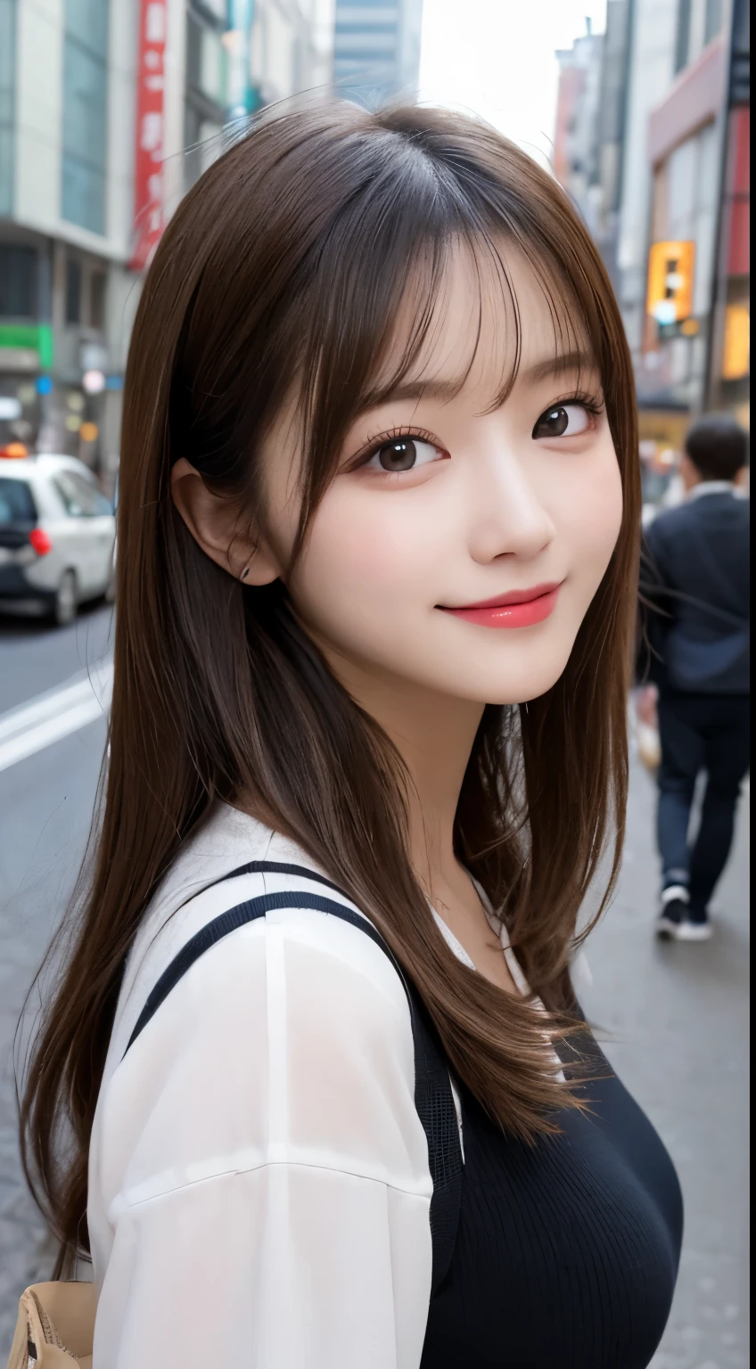 table top, highest quality, shape, Super detailed, finely, High resolution, 8k wallpaper, 完璧なダイナミックな構shape, beautiful and detailed eyes, tokyo trend春ファッション,tokyo trend&Introducing cute hairstyles at random, small breasts, natural color lip, random sexy pose,cute smile,big city、20 year old girl、Beautiful and dense face、perfect and beautiful face,Big eyes、beautiful and detailed face、perfect and beautiful double eyelids、blur the background、perfect and beautiful face、Feminine poses