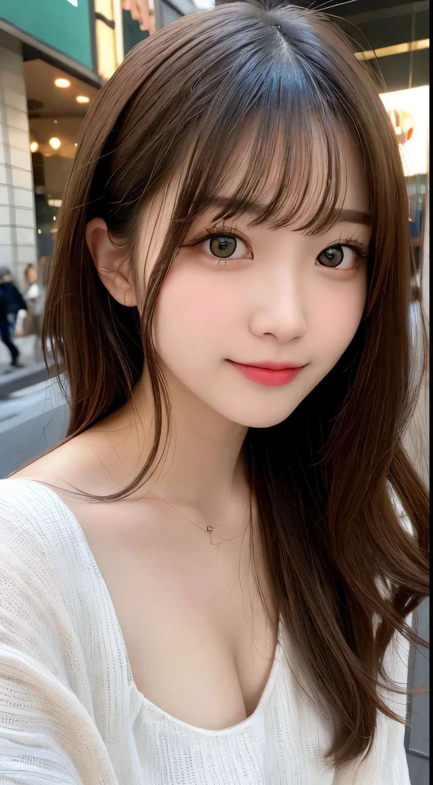 table top, highest quality, shape, Super detailed, finely, High resolution, 8k wallpaper, 完璧なダイナミックな構shape, beautiful and detailed eyes, tokyo trend春ファッション,tokyo trend&Introducing cute hairstyles at random, small breasts, natural color lip, random sexy pose,cute smile,big city、20 year old girl、Beautiful and dense face、perfect and beautiful face,Big eyes、beautiful and detailed face、perfect and beautiful double eyelids、blur the background、perfect and beautiful face、Feminine poses