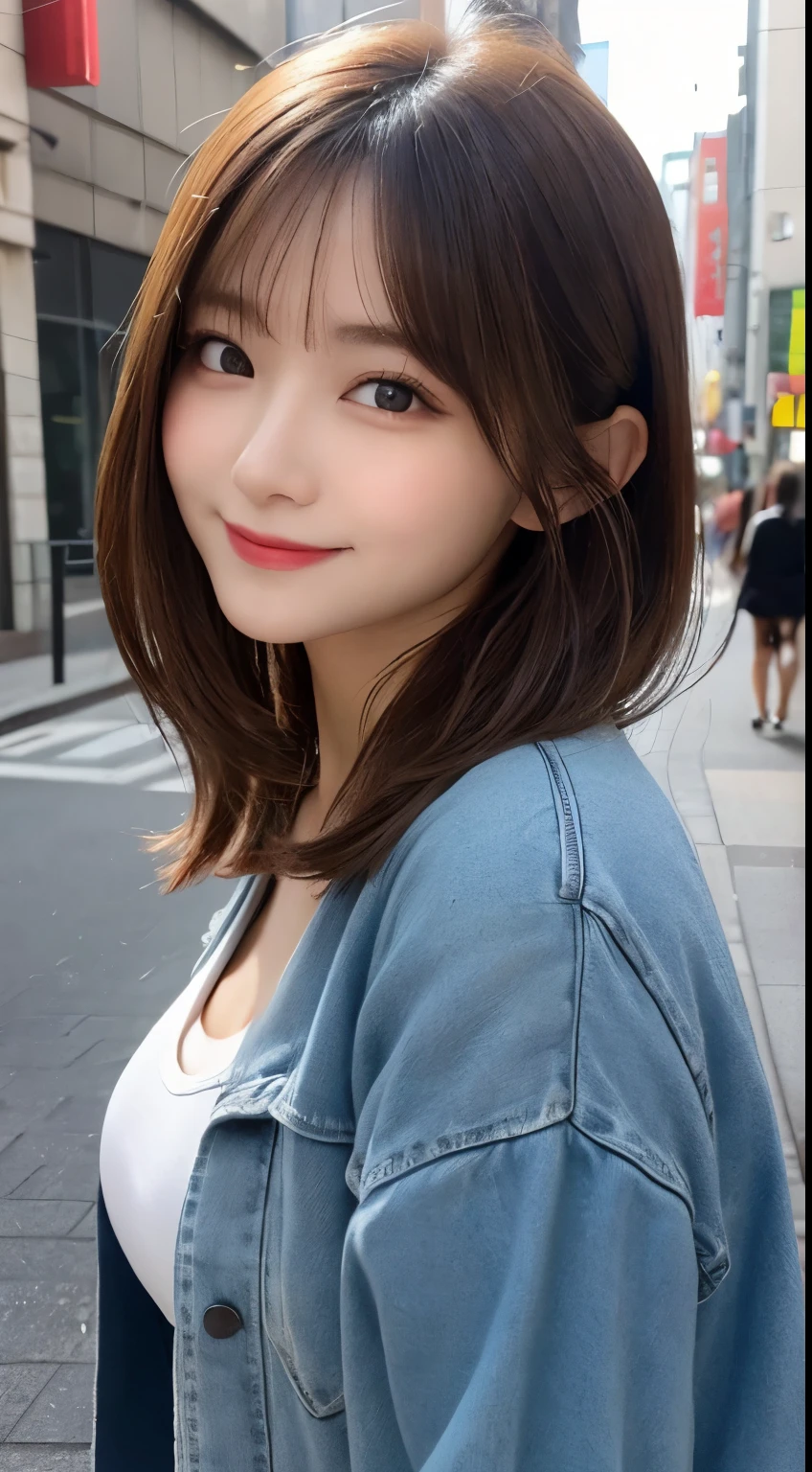 table top, highest quality, shape, Super detailed, finely, High resolution, 8k wallpaper, 完璧なダイナミックな構shape, beautiful and detailed eyes, tokyo trend春ファッション,tokyo trend&Introducing cute hairstyles at random, small breasts, natural color lip, random sexy pose,cute smile,big city、20 year old girl、Beautiful and dense face、perfect and beautiful face,Big eyes、beautiful and detailed face、perfect and beautiful double eyelids、blur the background、perfect and beautiful face、Feminine poses