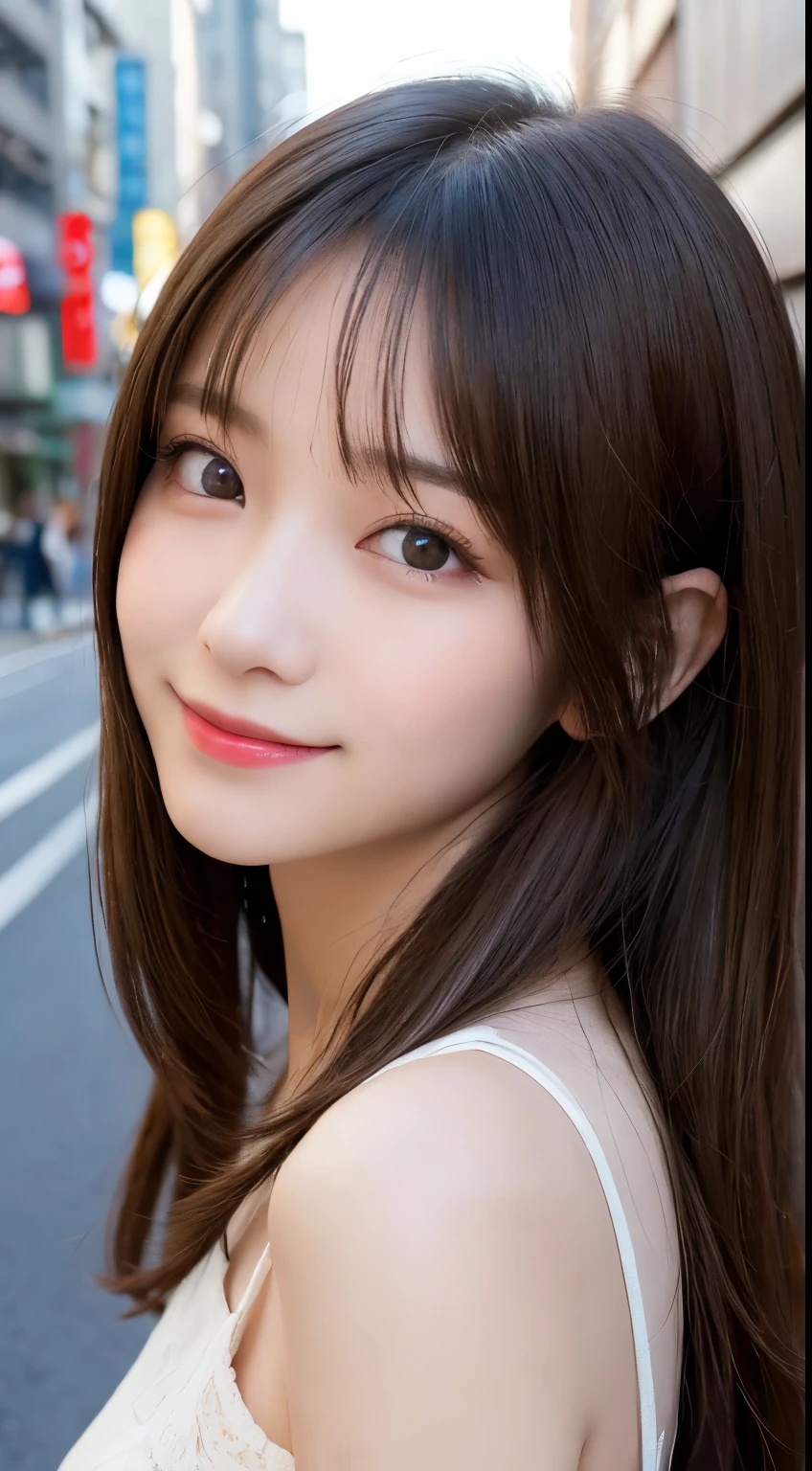 table top, highest quality, shape, Super detailed, finely, High resolution, 8k wallpaper, 完璧なダイナミックな構shape, beautiful and detailed eyes, tokyo trend春ファッション,tokyo trend&Introducing cute hairstyles at random, small breasts, natural color lip, random sexy pose,cute smile,big city、20 year old girl、Beautiful and dense face、perfect and beautiful face,Big eyes、beautiful and detailed face、perfect and beautiful double eyelids、blur the background、perfect and beautiful face、Feminine poses