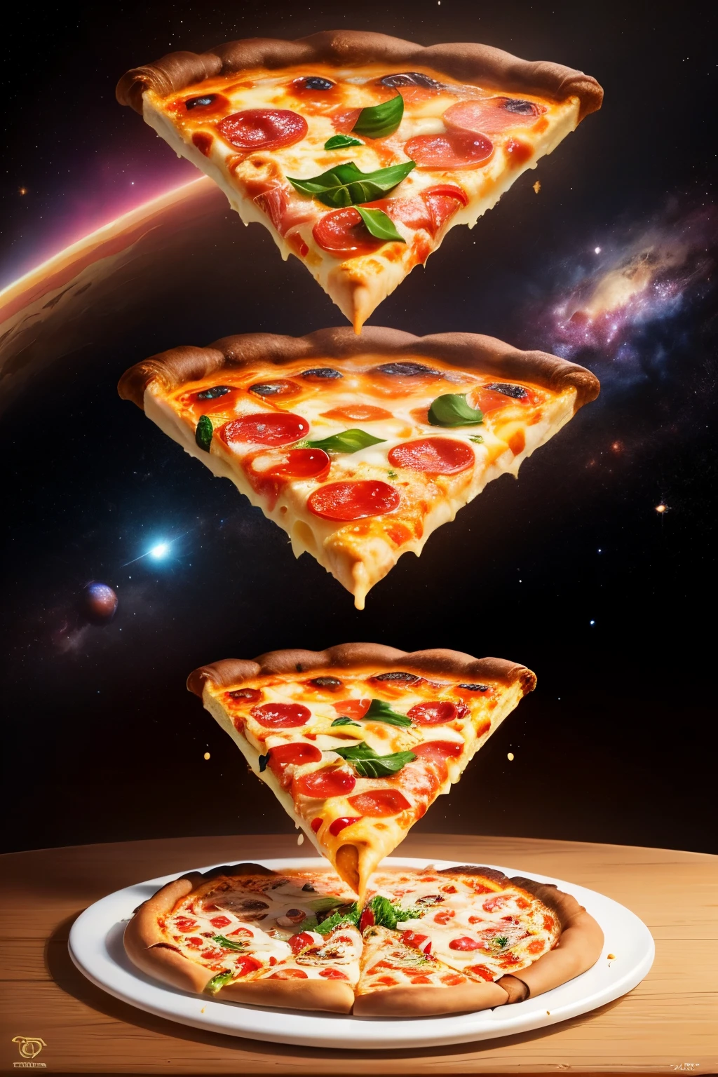 pizza con tematica espacial, nombre de pizzeria: pizza space