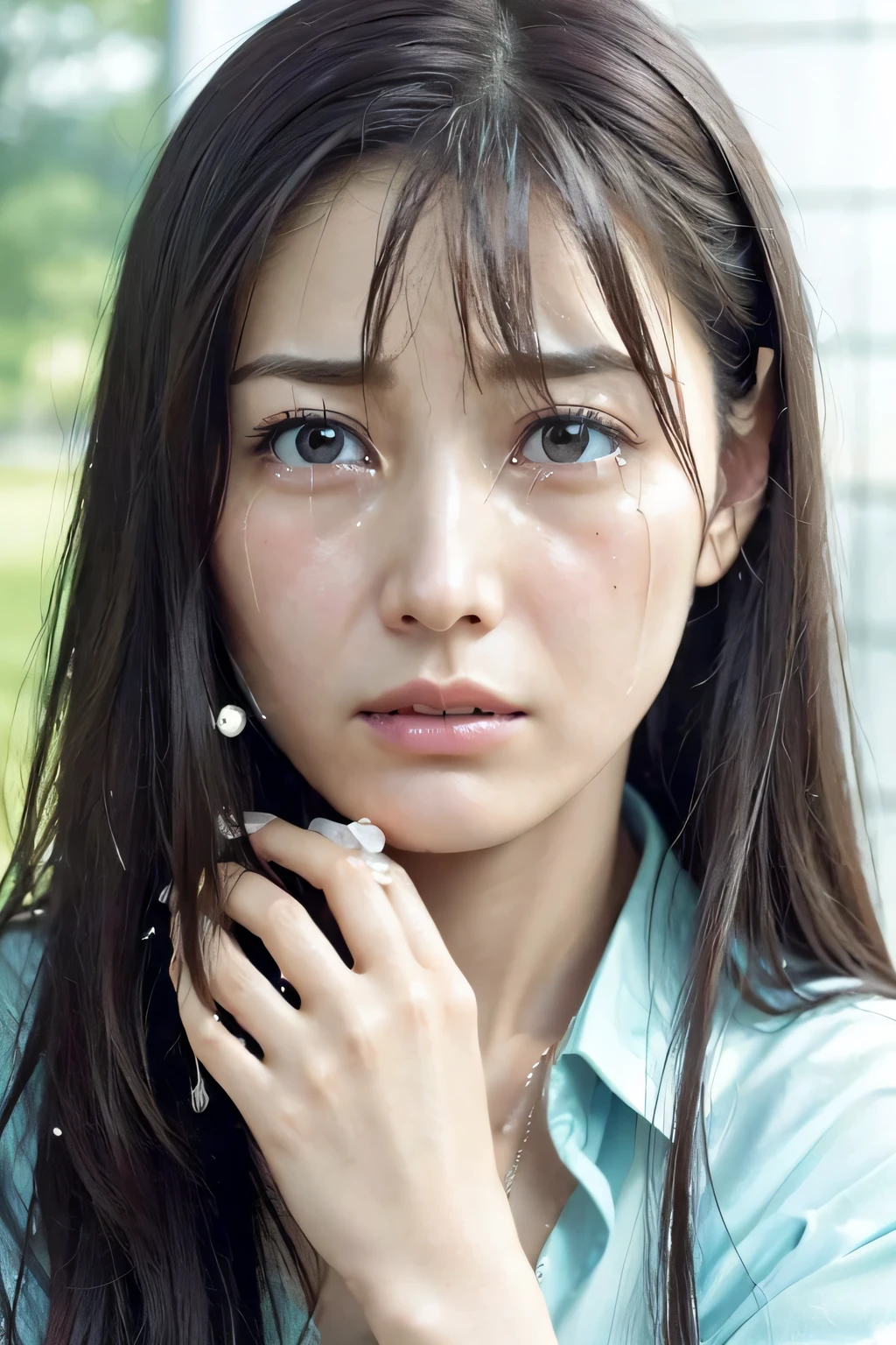 ((cry的女人))，((face close-up))，(((cry)))，((Extreme sadness))，掩面cry，messy long hair，(((cry)))，((Extreme sadness))，掩面cry，best quality，masterpiece，（pastel colors：1.2）