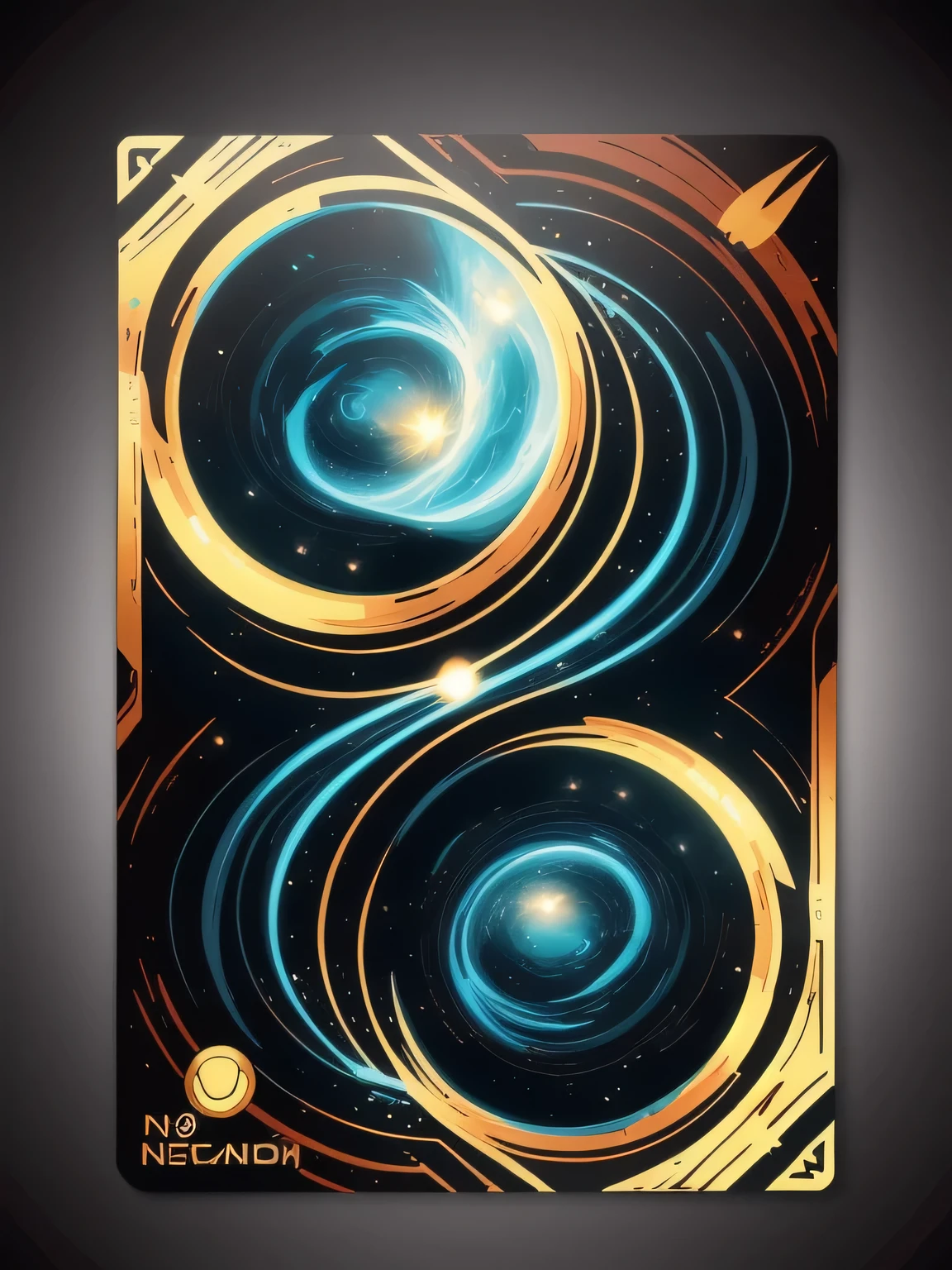 there is a picture of a frame card, full card design, card art, ui card, mobile game art, game card frame, comic card style, stylized digital illustration, background art, mobile game asset, collectible card art, stylized painting, stylized digital art, digital art - n 9, art piece frame, abstract mirrors, cosmic horizon, space, universe