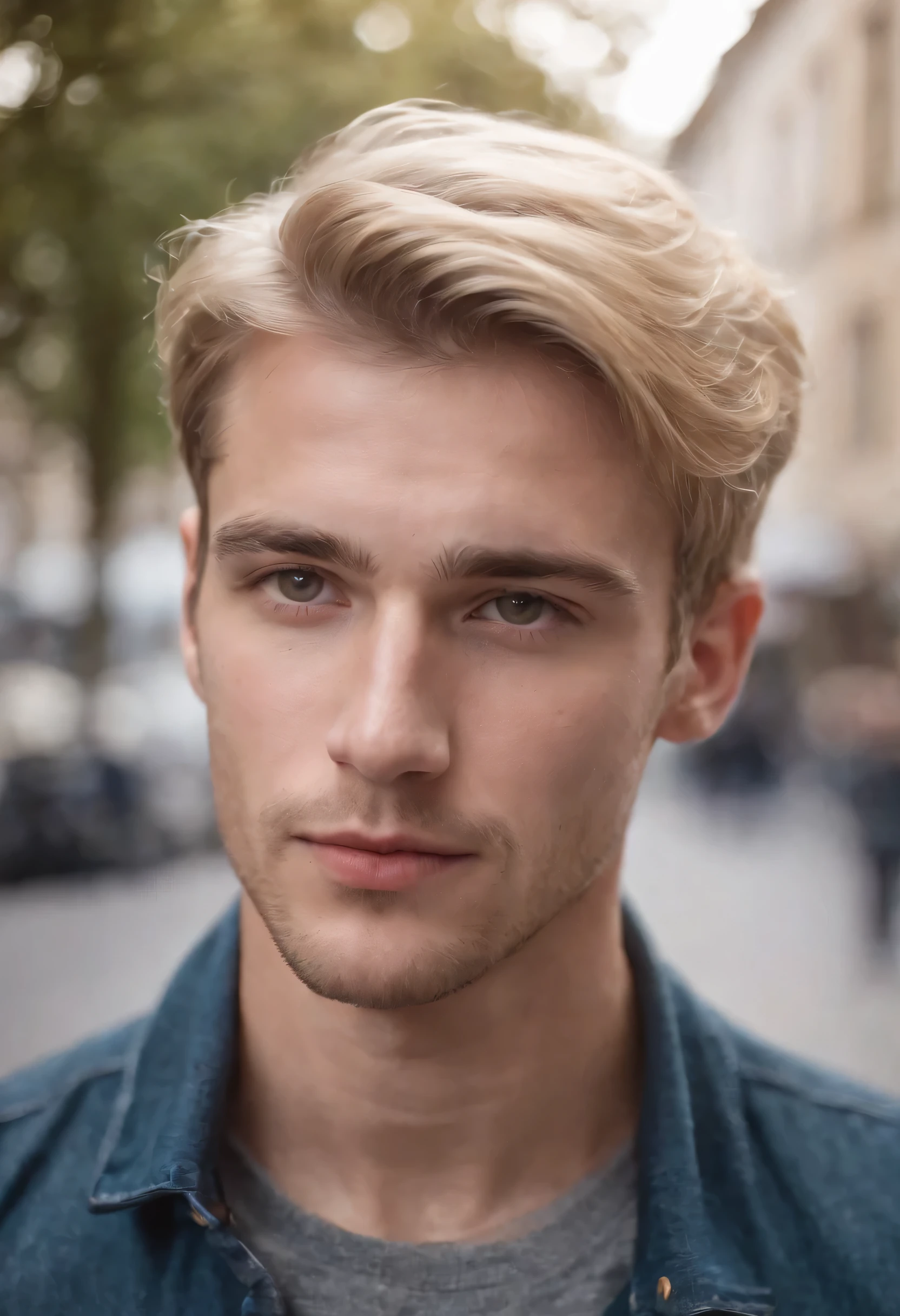 une photo d'un homme, 25 ans, European, French, blond, Dans la rue