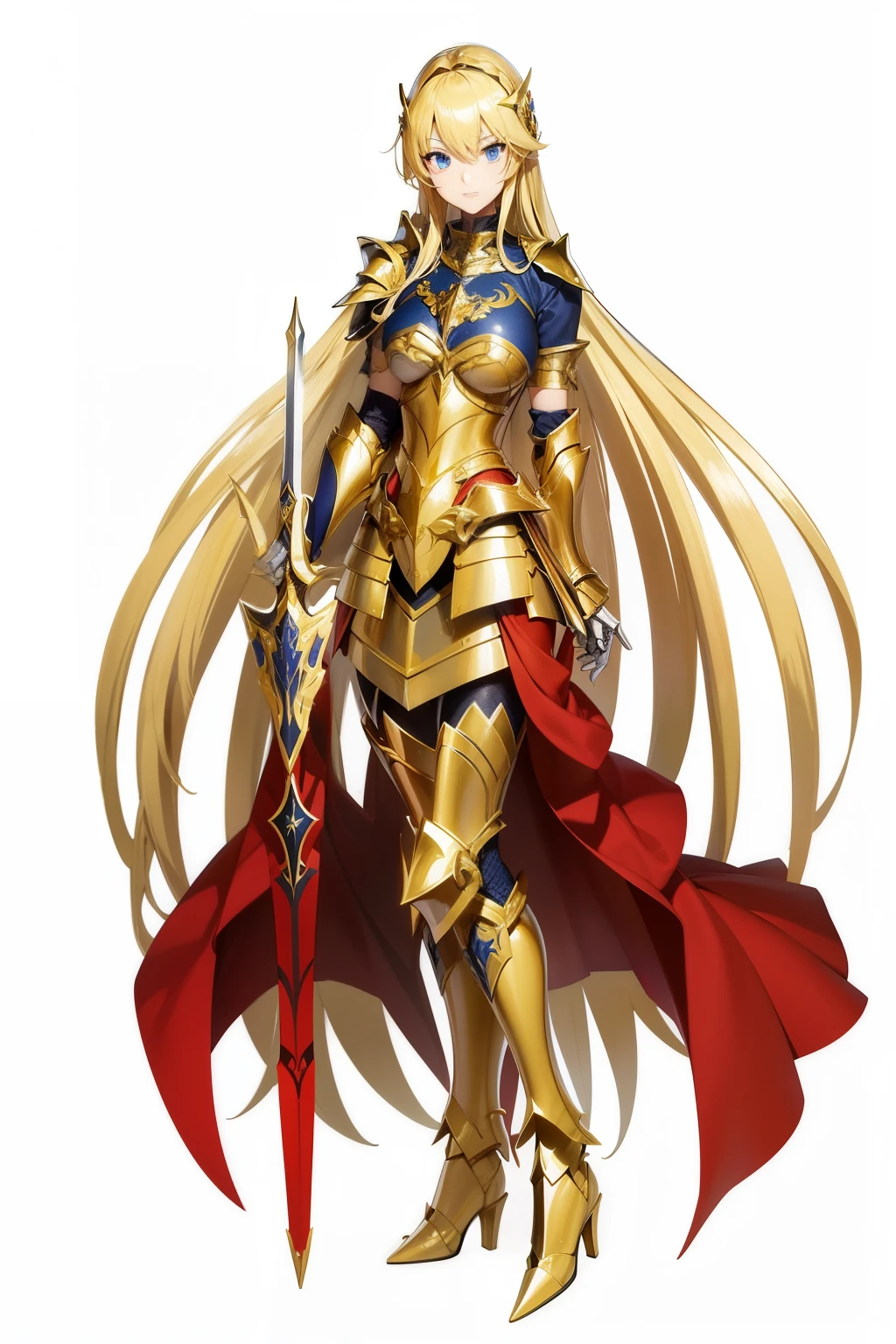 Close-up of a person in costume with a sword., Knight of the Zodiac, girl wearing armor, anime goddess, wearing gold armor, Portrait of a female paladin, beautiful female paladin, light gold armor, Truth of the matter, gold armorเทวทูต, Best Anime Character Designs, bikini armor knight, Wear gold armor., gold armor, gold armor