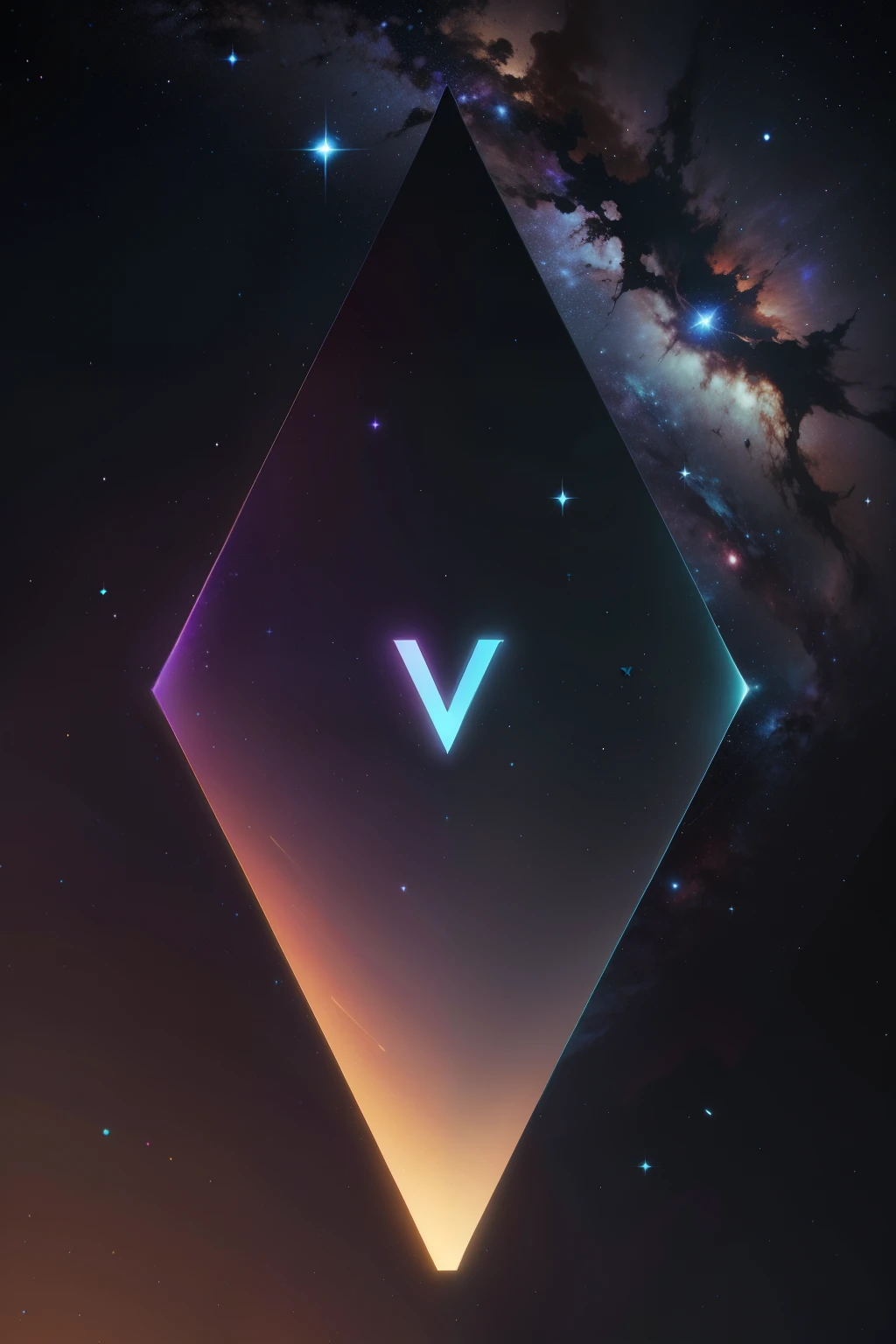 Create a letter 'V' as a discord server icon with the words 'Vertimia' hovering above it in galactic colors