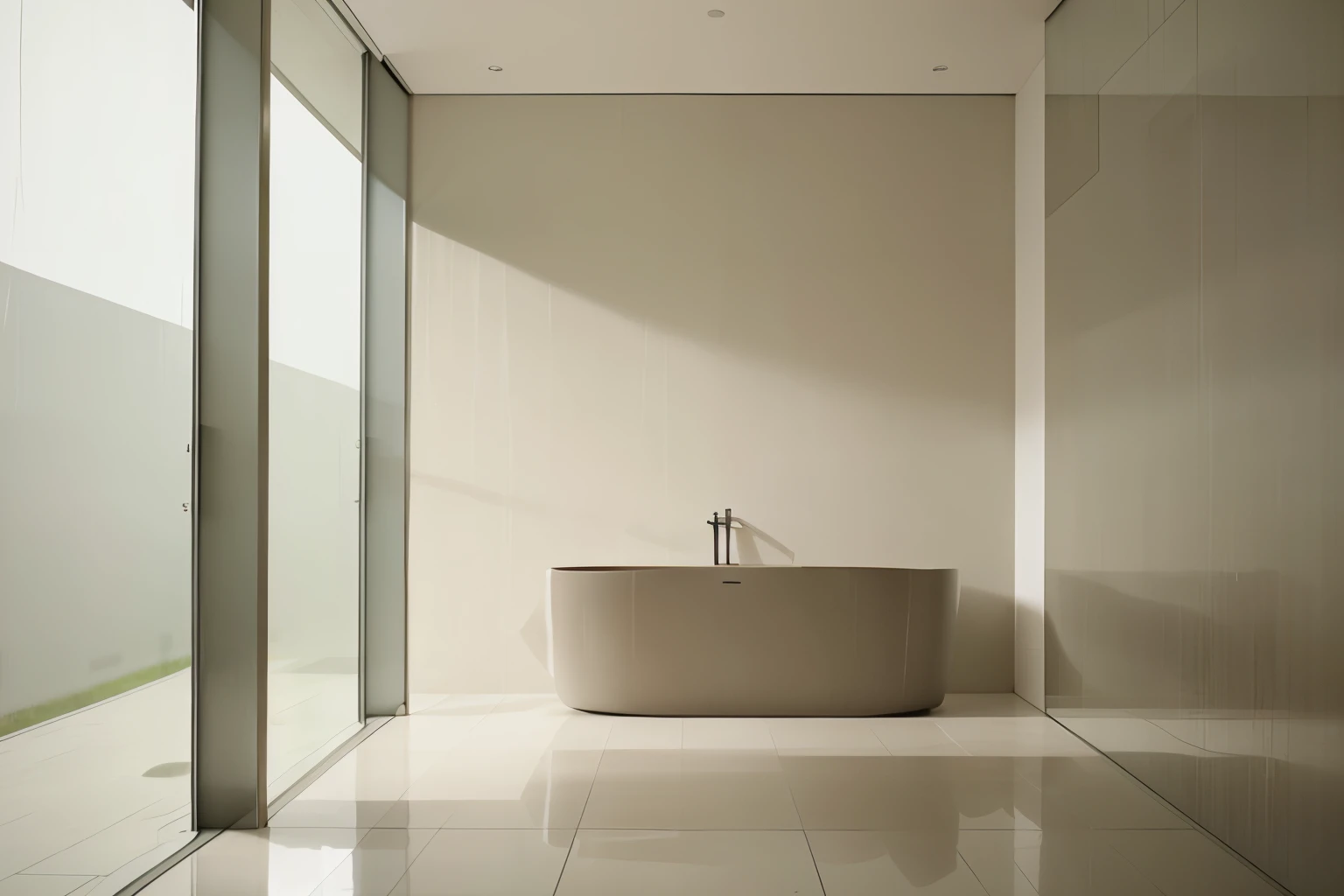 Minimalist Elegance: Clean lines, muted colors, and uncluttered spaces create a sense of calmness amidst the rain.