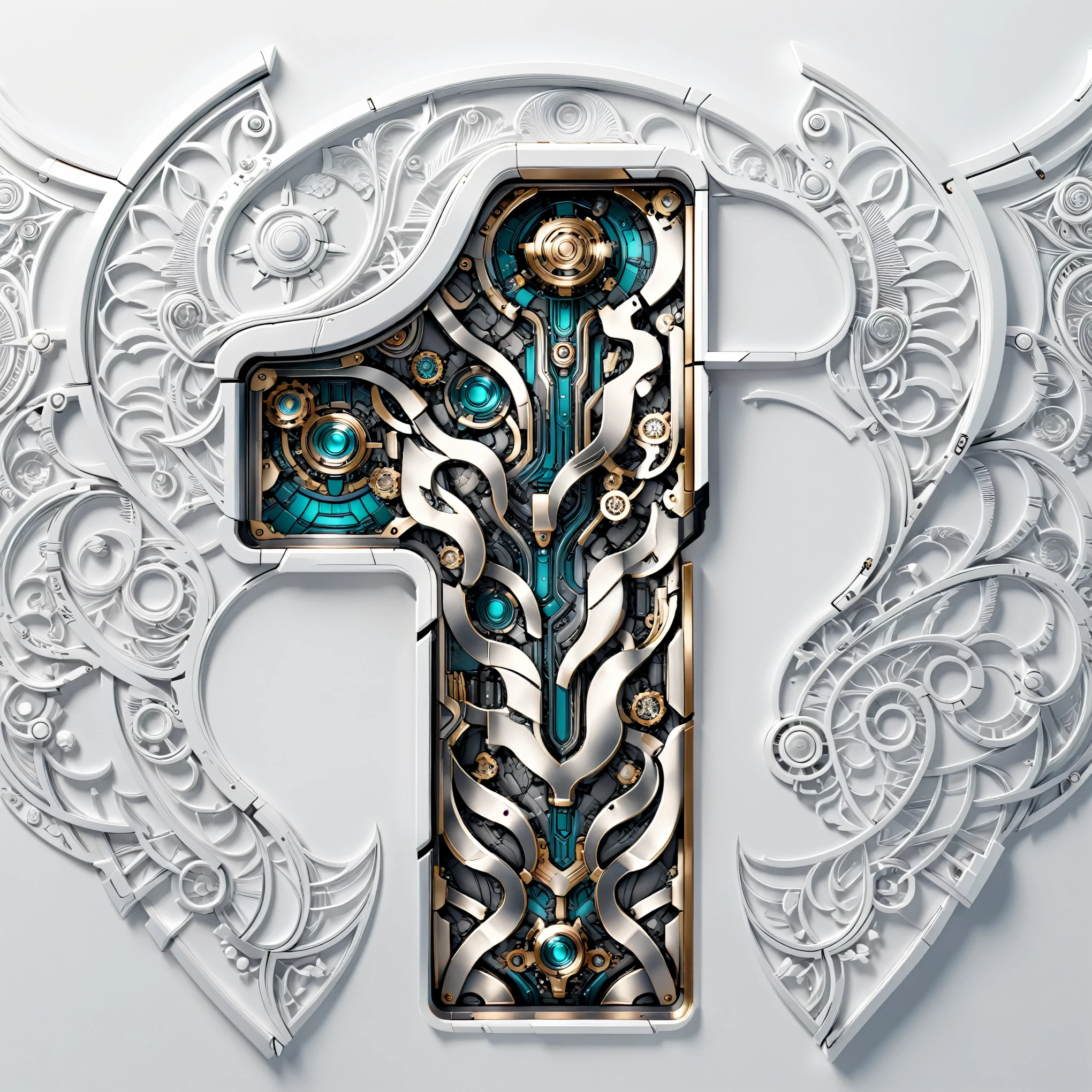 White background,3D Mecha, Decorated with intricate patterns and delicate lines
