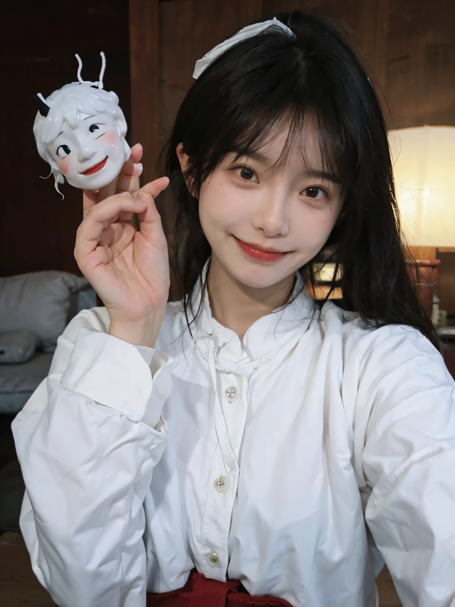 best quality,masterpiece,ultra high resolution,(realistically:1.4),1 girl,focus: 1.2, perfect body proportions: 1.4, (Smile), big watery eyes, Highly detailed facial and skin textures, 美white肌肤, (white: 1.4),(JK style:1.4),