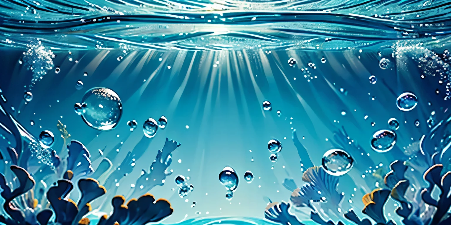 light blue gradient background with bubbles, underwater world,