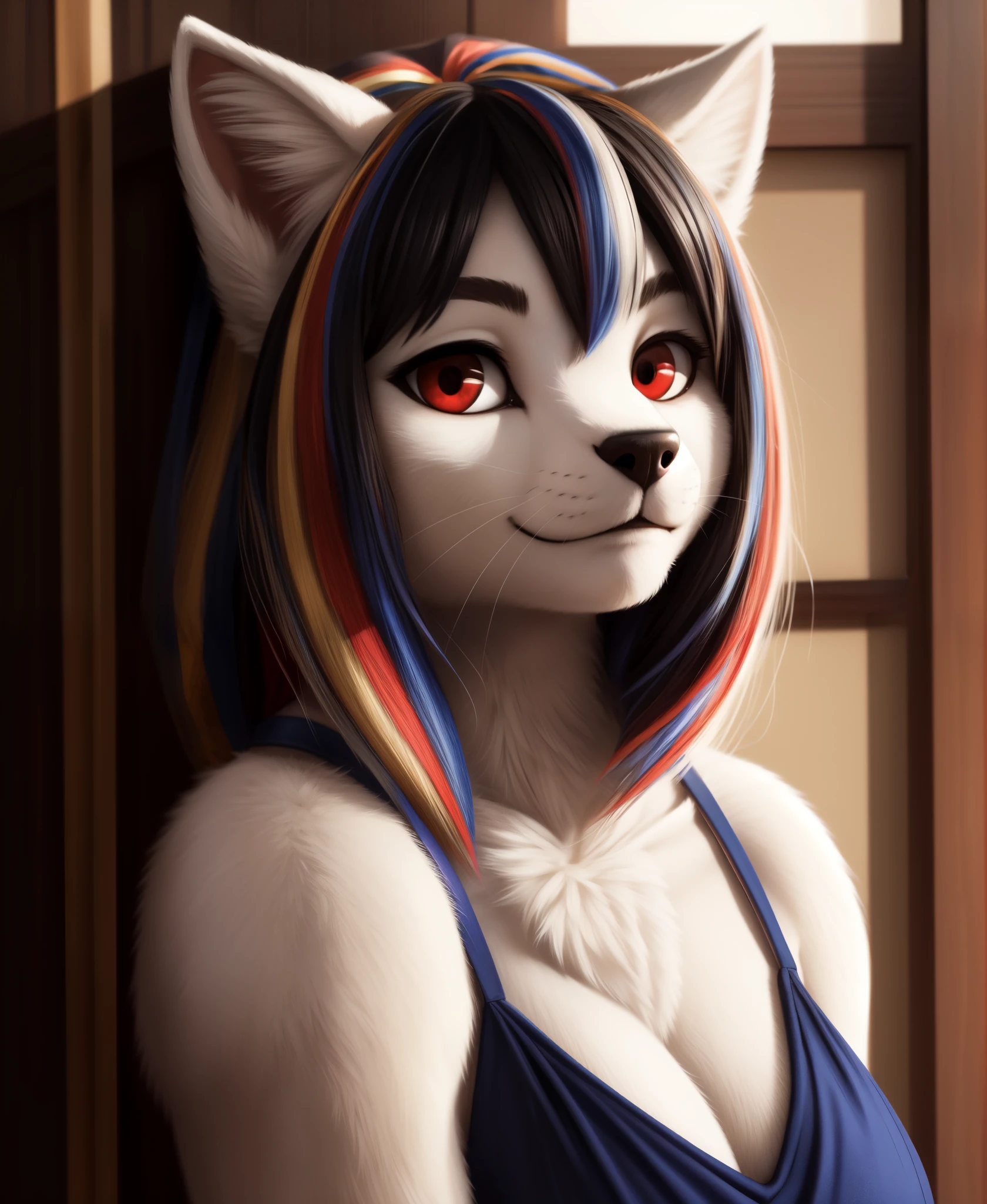 (((epic-Ultra-HD-details, epic-Ultra-HD-highlights, photo-same-realistic upscaled-resolution, source_furry, analog photo, ziprealism, physically-realistic, lit, furry-characteristics))) 1girl, kemono, solo, girl, clothed, body fur, white, white fur, detailed fluffy fur, looking at viewer, red eyes, black dress, upper body detailed face eyes and fur \\ Made with ONE FOR ALL checkpoint by Chaos Experience