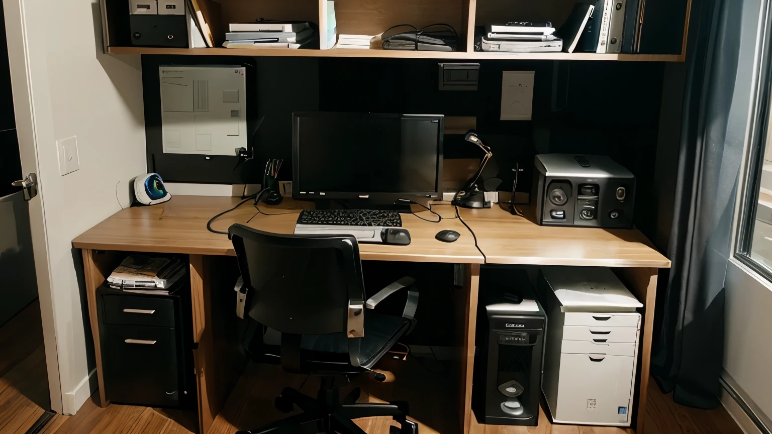 Offce room , computer science, computer, desk , scifi, no character