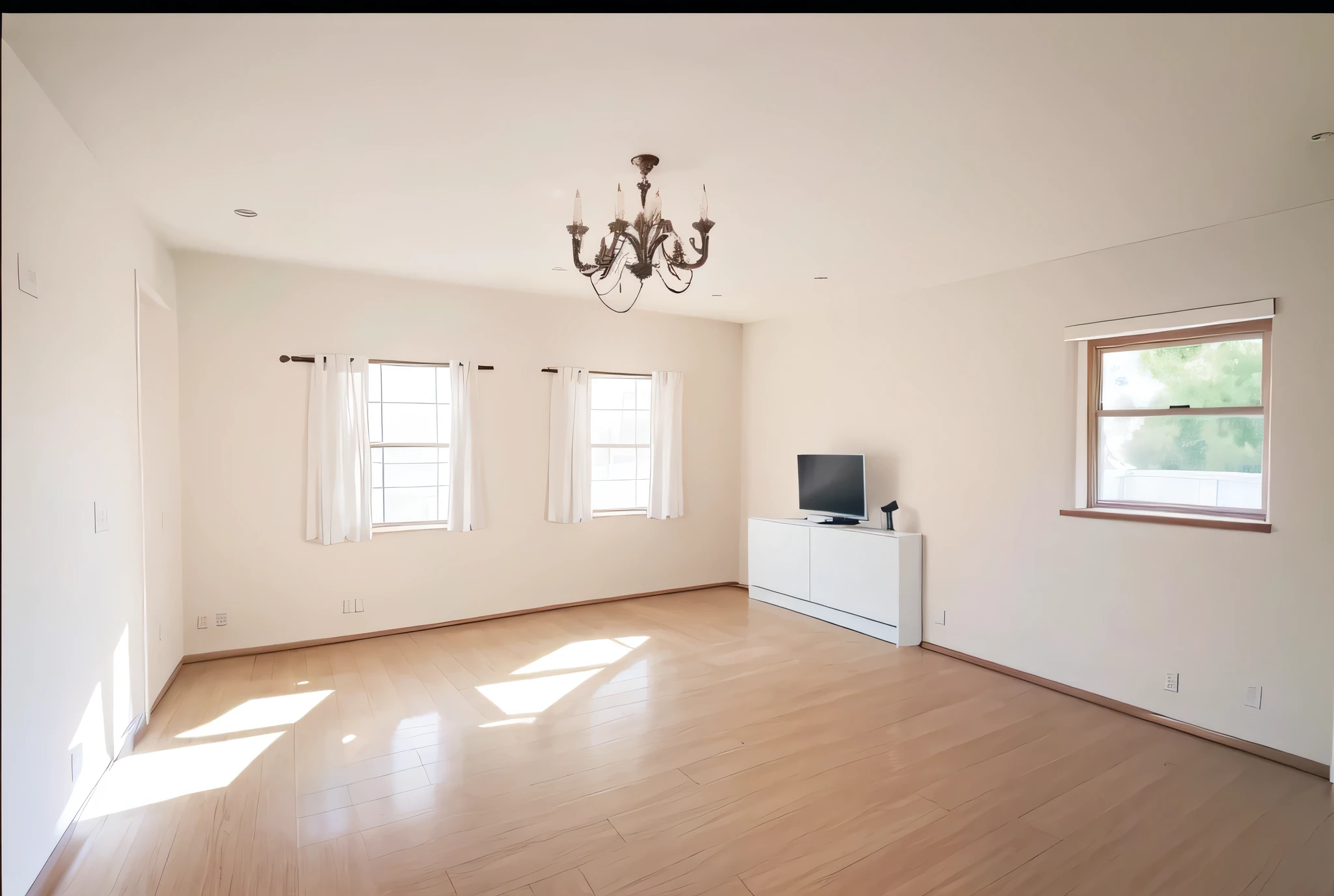 Furnish the room and also add a television.. No distorsionar la imagen
