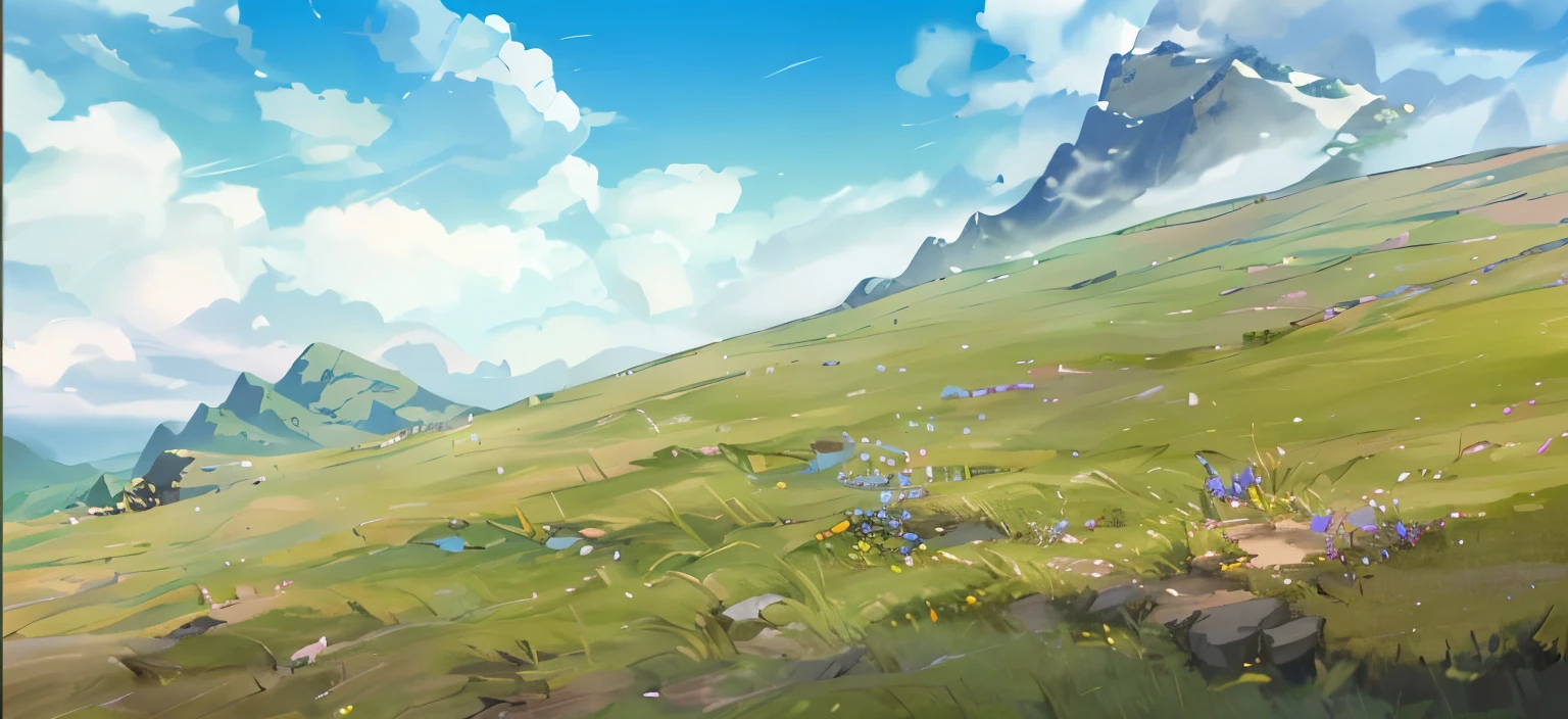 side view, energetic, cliff, Grass, trees, jungle, blue sky, (illustration: 1.0), epic work, Realistic lighting, HD details, masterpiece, best quality, (Very detailed CG unified 8k wallpaper)
