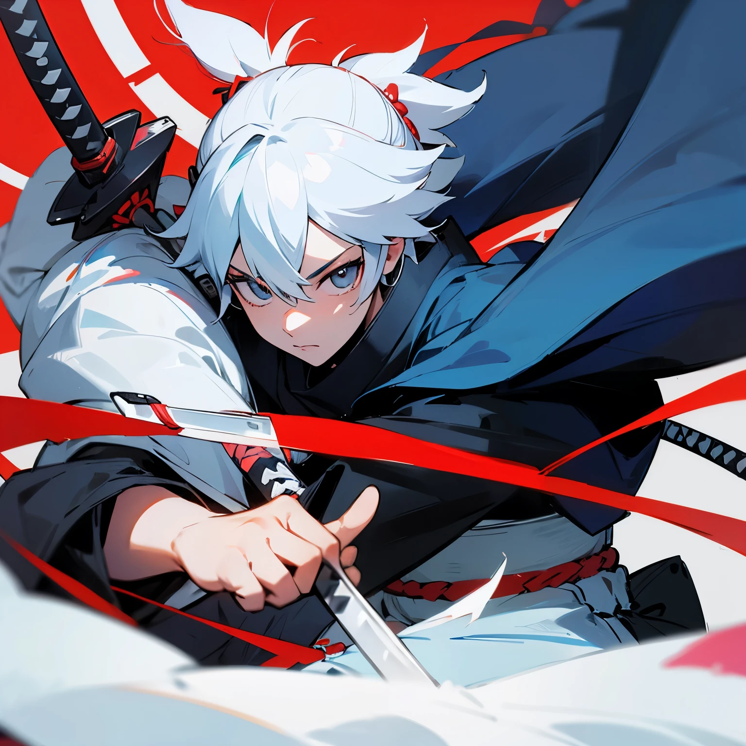 Un samurai atravesando a una persona con su katana
