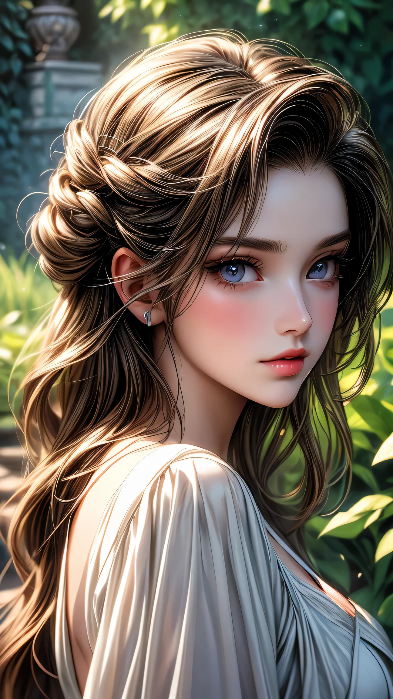 garden girl,fine and beautiful eyes,beautiful detailed lips,highly detailed eyes and face,long eyelashes,shape,Super detailed,highest quality,4k,8K,High resolution,masterpiece:1.2,Ultra-fine painting,sharp focus,Professional,bright colors,portrait