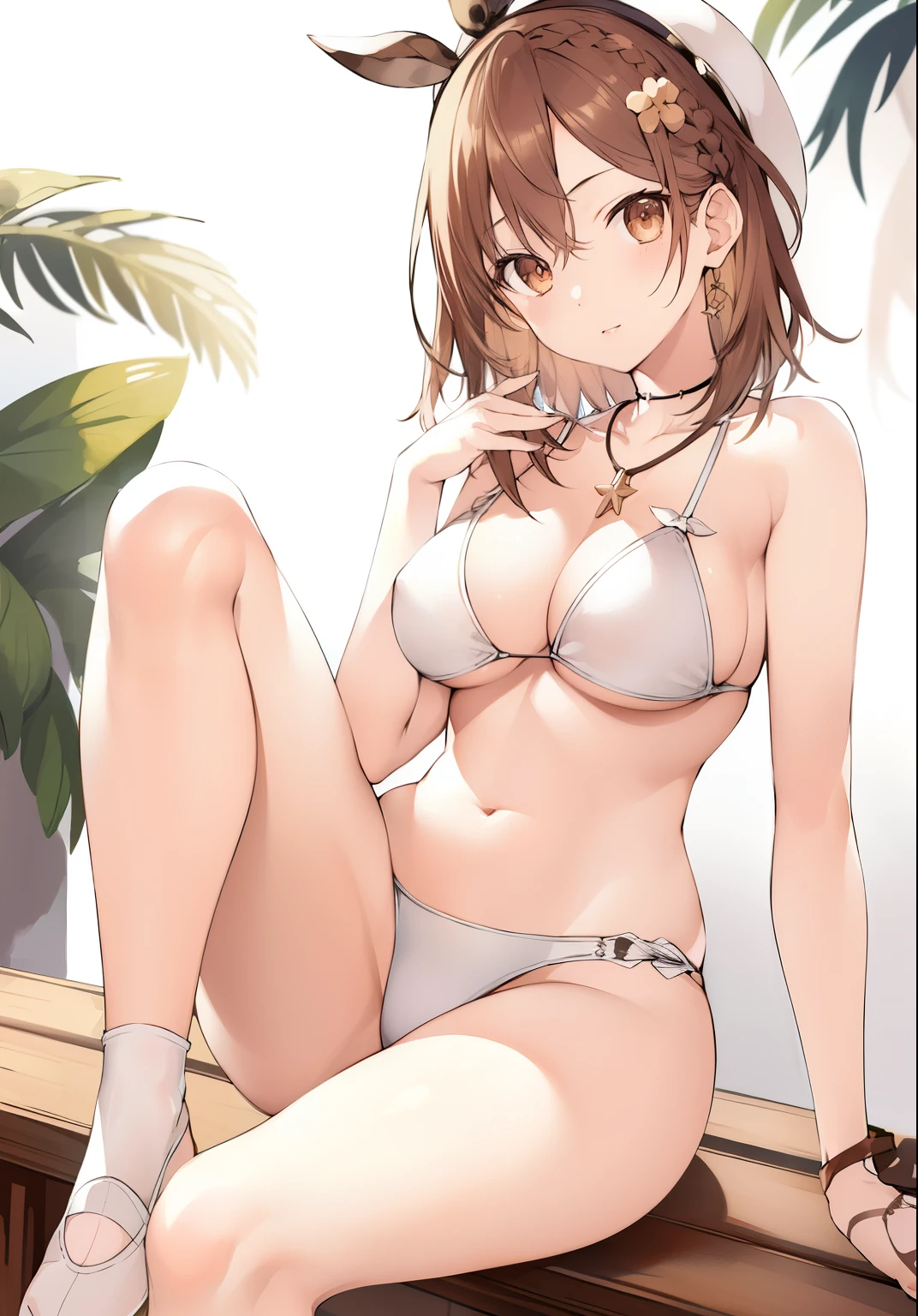 masterpiece、highest quality、High resolution、Tropical Summer、2nd place Swimsuit、1 girl、brain out、solo、Breasts out、female organ、knee socks、1 Girl M、cute、professional lighting、excellent image quality、High resolution、1080p、(bright face)、(Detailed description of the face)、(Detailed hand explanation)、(Detailed CG)、extreme light and shadow、