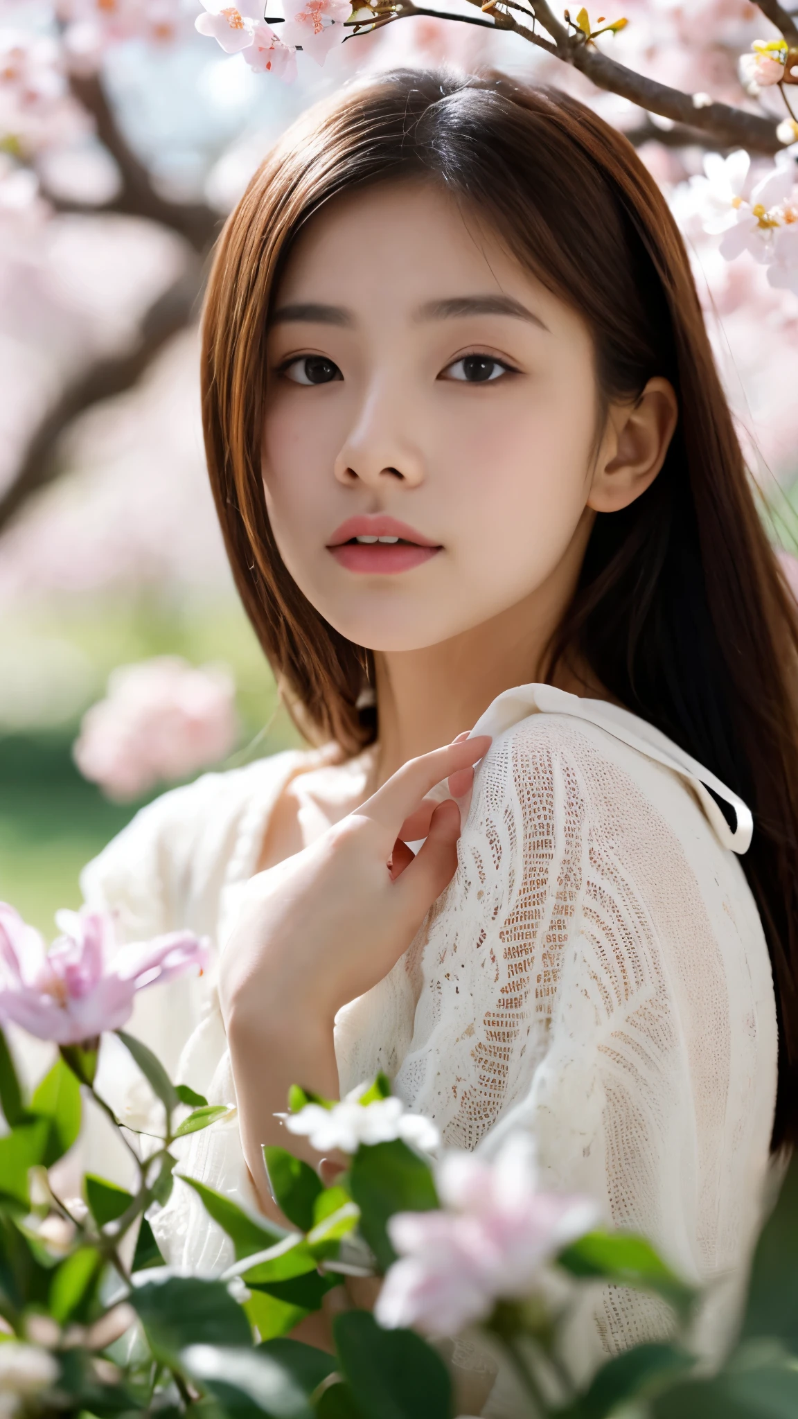 1 girl , (Unbelievably_disorganized:1.5), 「solo」「very delicate」 , beautiful girl , 8k wallpaper,cherry blossoms:1.6,