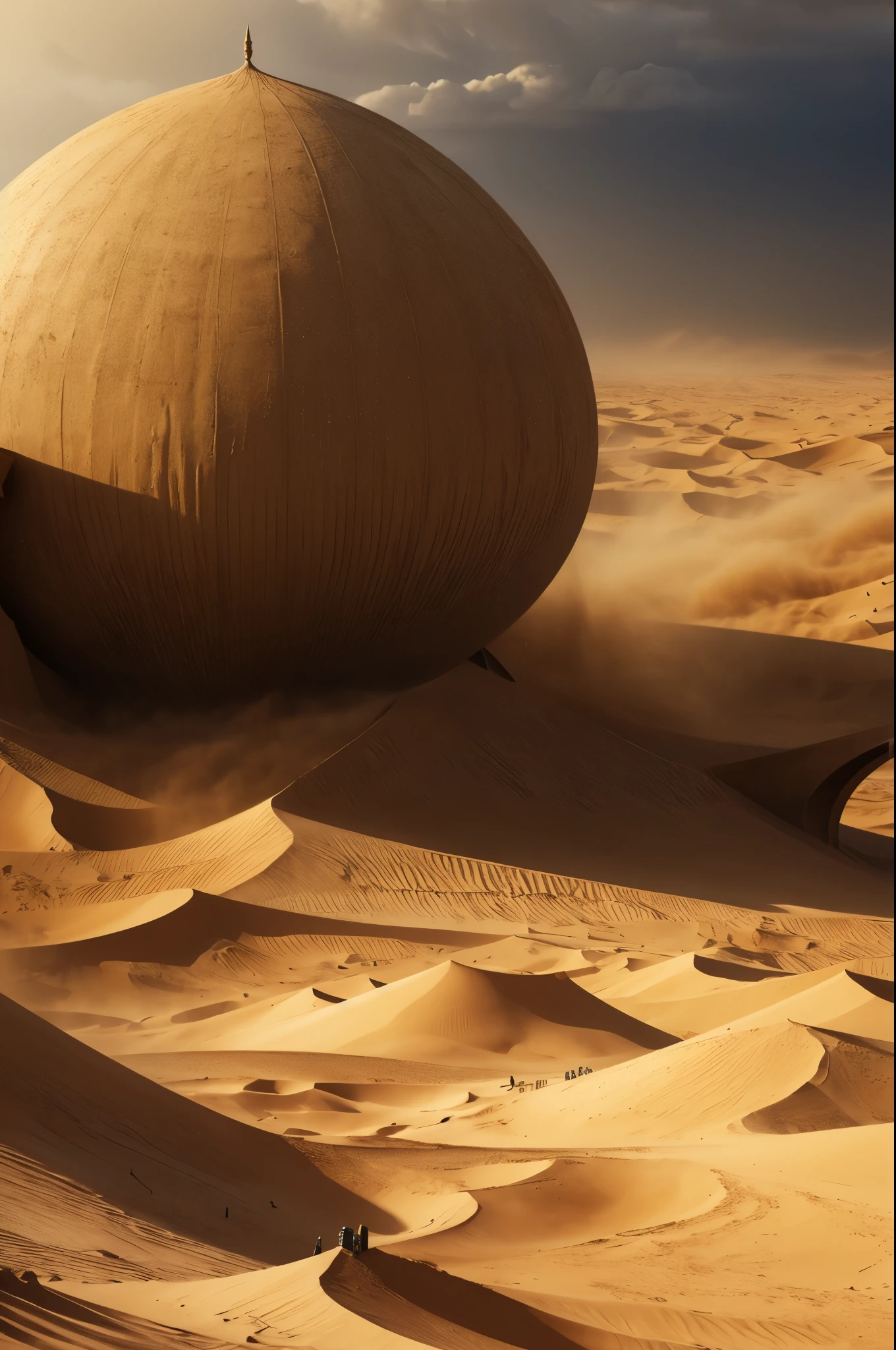 masterpiece, best quality, extremely detailed, hyperrealistic, photorealistic, sandstorm, sand dome
