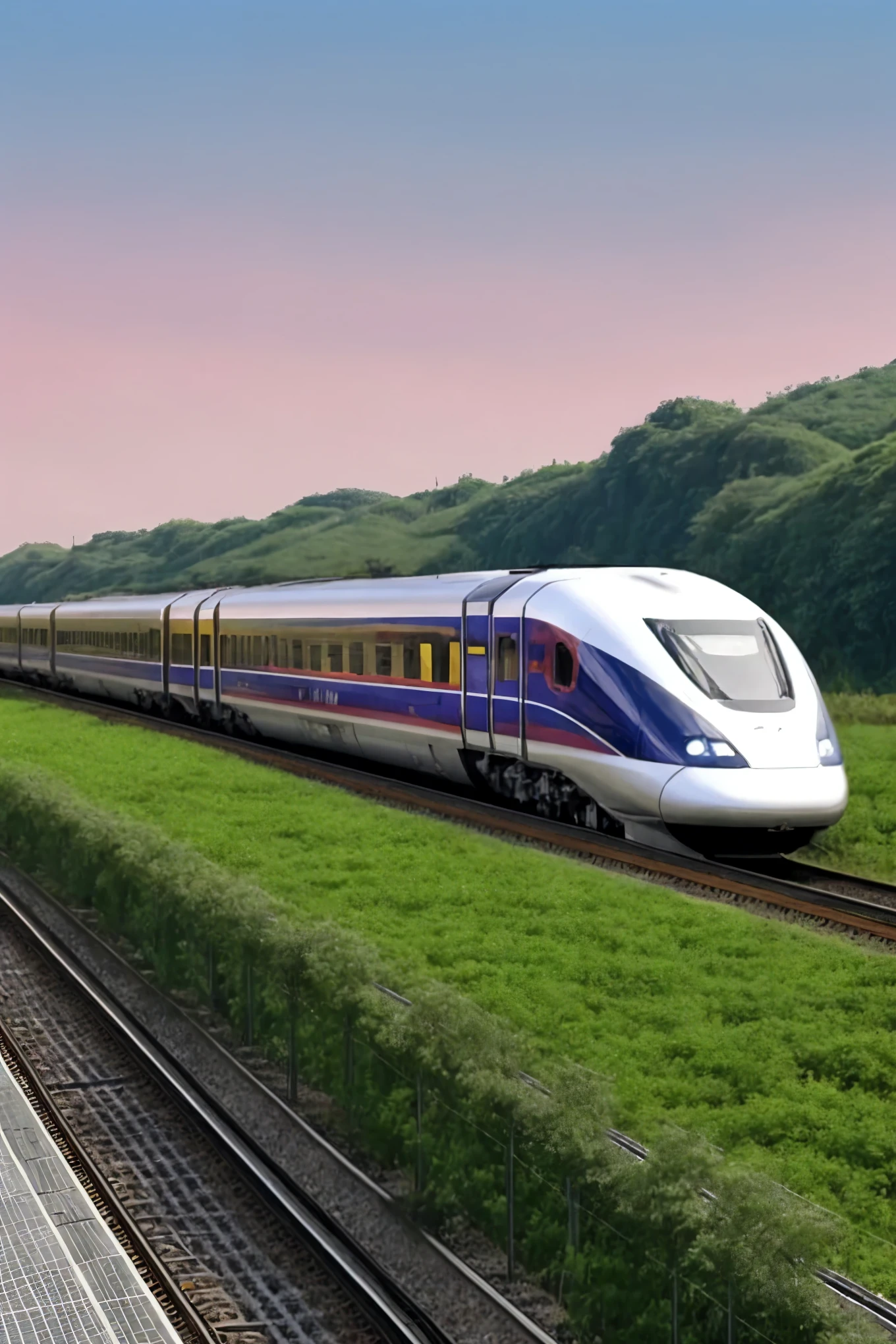 Chinese high-speed rail, AR 9:16, S2-imagine:
A Chinese high-speed rail train glides effortlessly through the scenic landscapes, AR 9:16 filter applied, captured in 2D for your imagination. The train's sleek, modern design, adorned with the colors of the Chinese flag, contrasts beautifully with the lush greenery outside. Passengers can be seen through the stainless steel windows, engaged in various activities such as reading or working on laptops.
The AR 9:16 perspective presents an immersive view, allowing you to experience the vibrant colors and details of the surroundings as if you were there