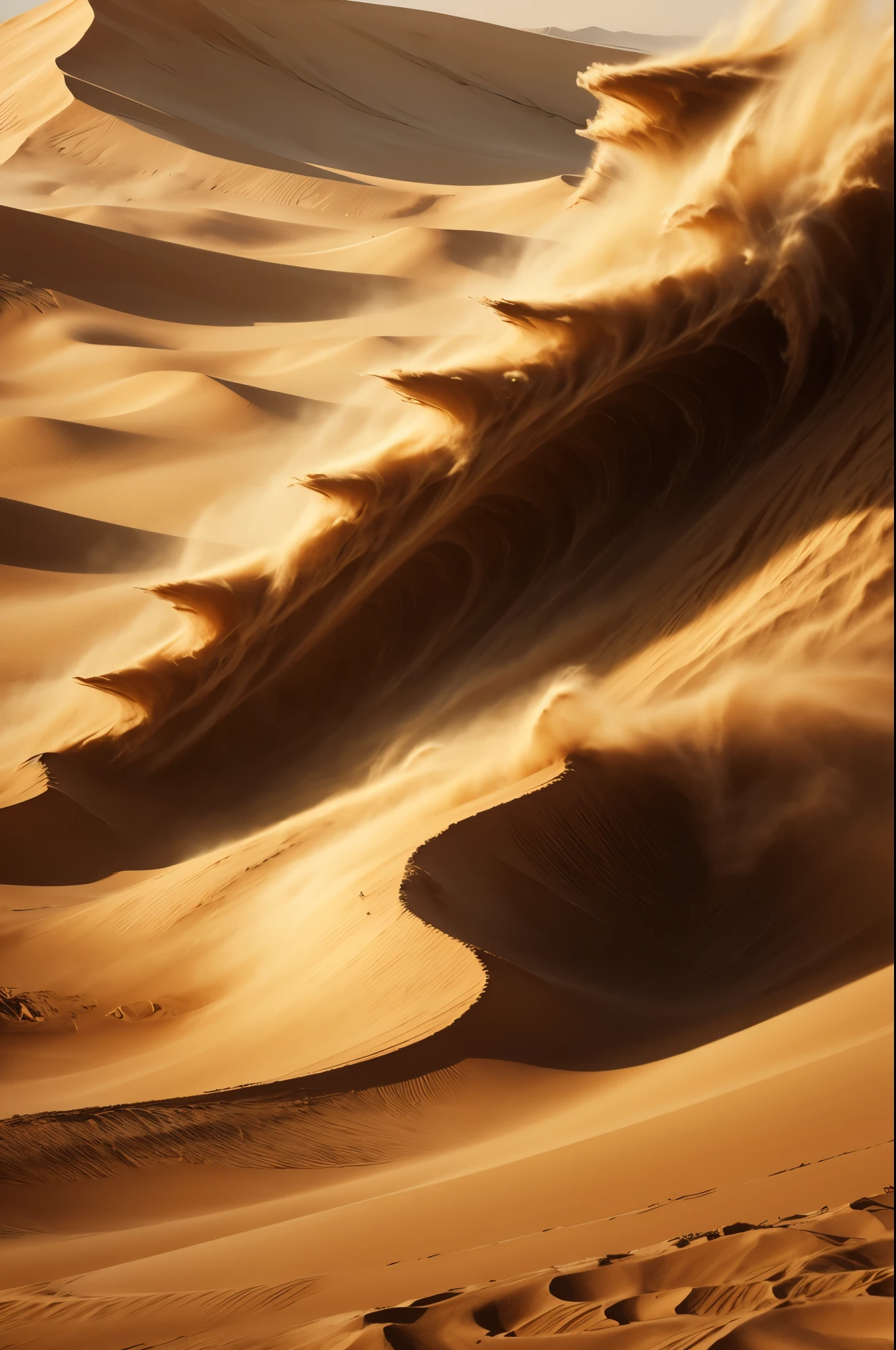 masterpiece, best quality, extremely detailed, hyperrealistic, photorealistic, sandstorm, sand vortex
