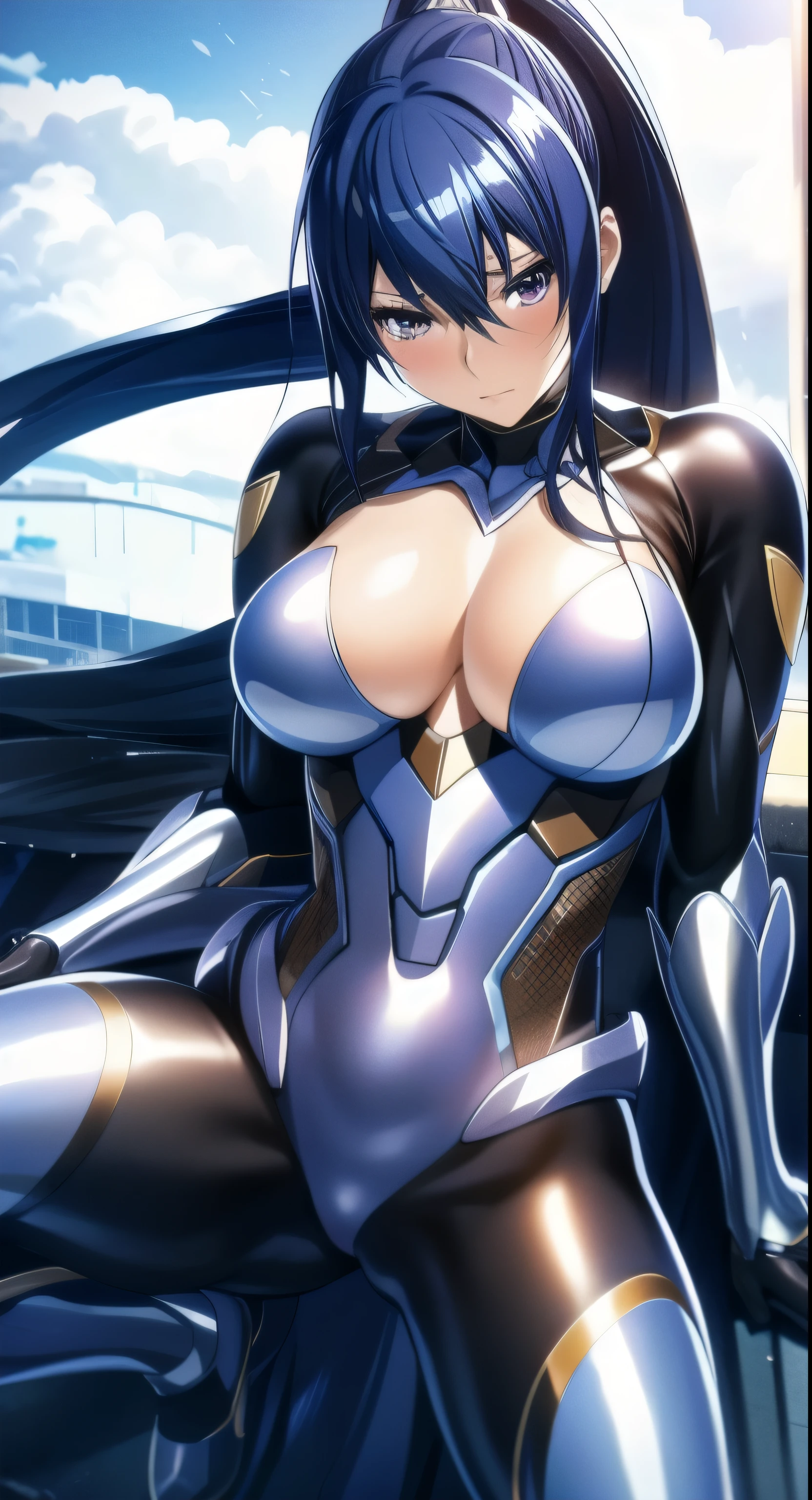 1 female, Akiyama_I collected, Taimanin suit and lower chest cutout, ponytail,
(Taimanin suit and lower chest cutout breasts, Glamour:1.1),
(masterpiece, high quality, 最high quality, 4k, 8K, 16k, High resolution, confused:1.2), NSFW