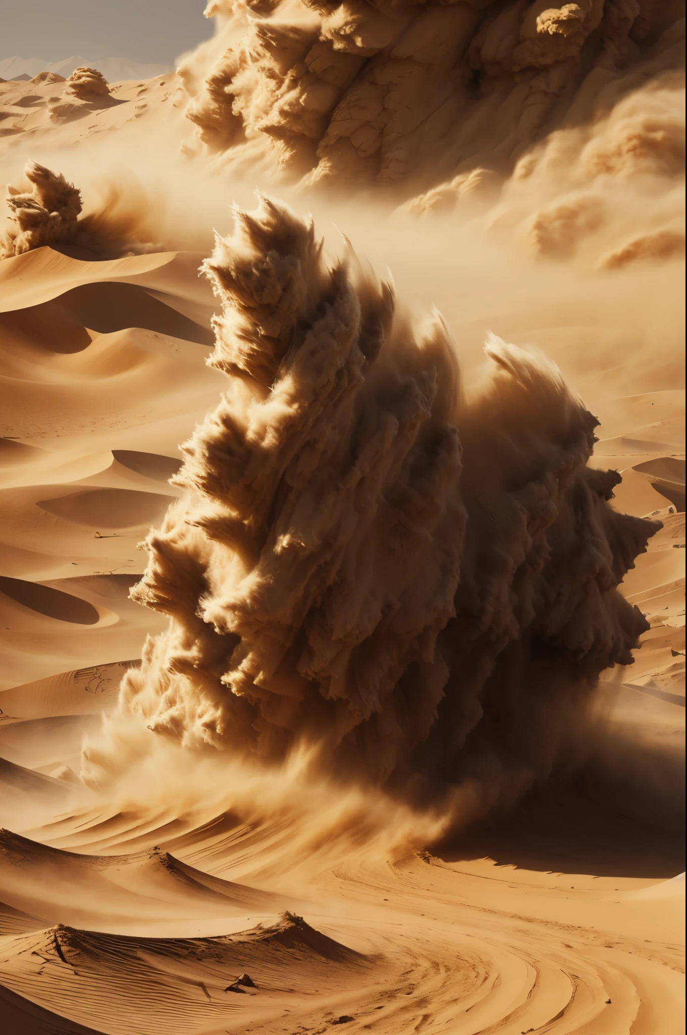 masterpiece, best quality, extremely detailed, hyperrealistic, photorealistic, sandstorm, sand vortex