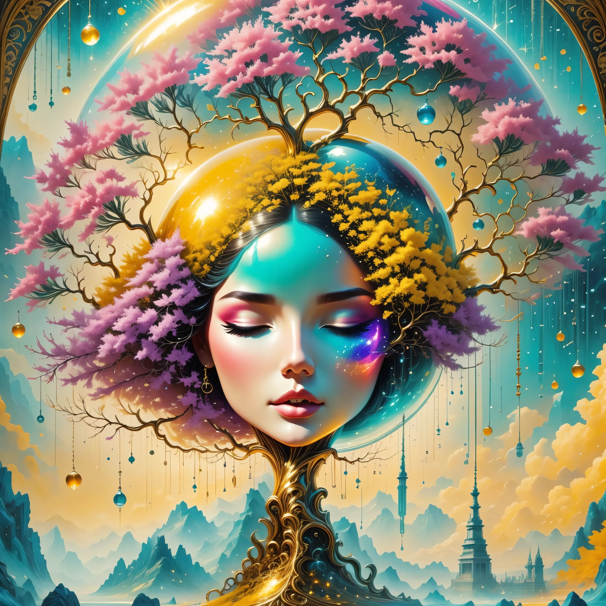 Beautiful fantasy world with flowers, dream, Surreal, ArtStation Hot Topics