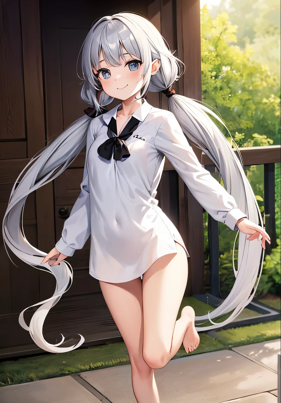 index, index, (green eyes:1.5), silver hair, long hair, (flat chest:1.2),smile,bossy,close your mouth,white rabbit ear headband,white leotard,black pantyhose,stiletto heels,(Bunny girl:1.5),(white playboy bunny:1.0),Put your hands on your hips,Standing in honor,
break looking at viewer, Upper body, whole body,
break indoors, room,
break (masterpiece:1.2), highest quality, High resolution, unity 8k wallpaper, (figure:0.8), (detailed and beautiful eyes:1.6), highly detailed face, perfect lighting, Very detailed CG, (perfect hands, perfect anatomy),