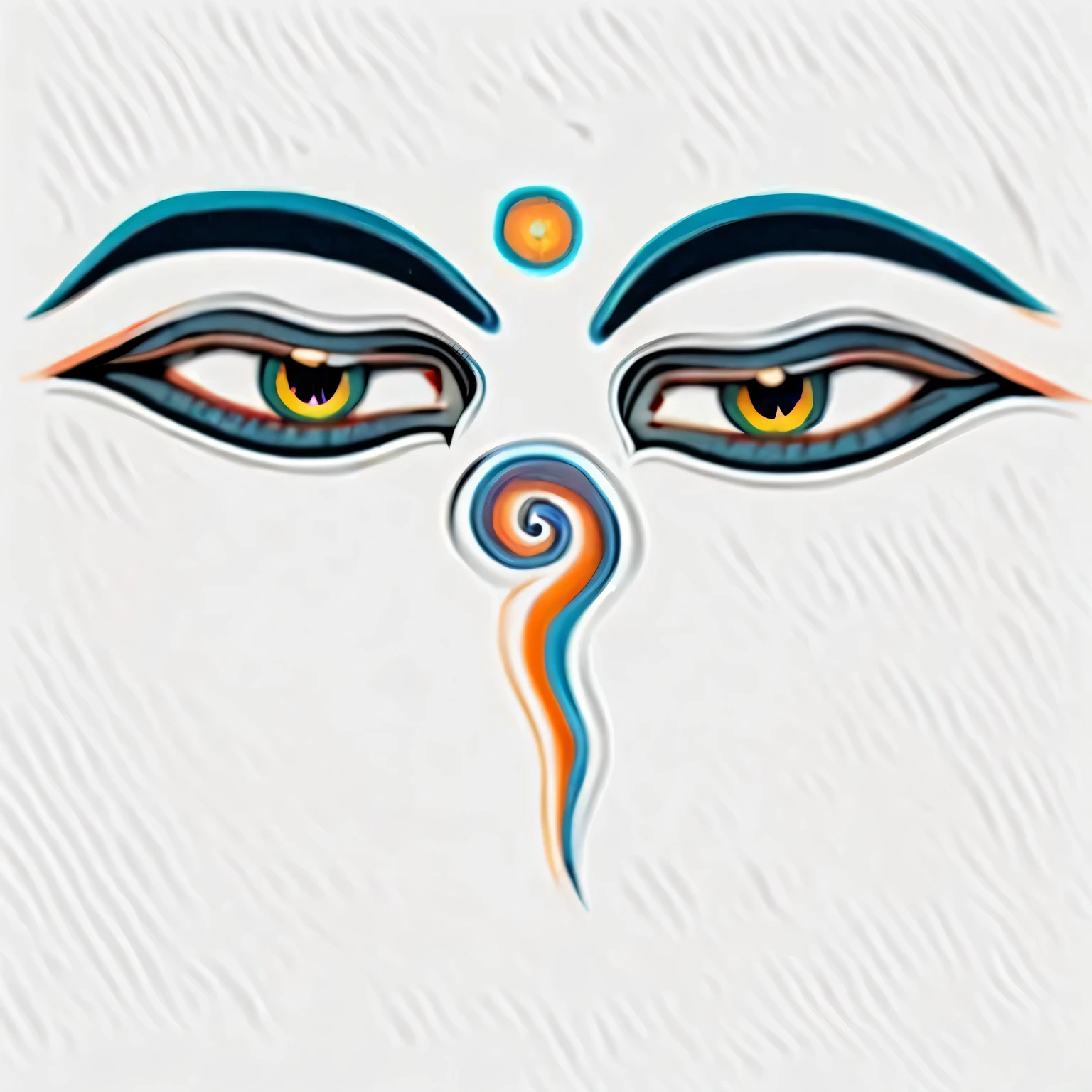 Close-up of face with spiral pattern, third eye睛 in middle of forehead, india tika third eye睛, third eye睛 middle of forehead, india third eye睛 tika, opening third eye睛, mystical third eye睛, third eye, third eye睛, third eye睛s middle of foreheads, Symmetrical face and eyes, Eyes are colorful spirals