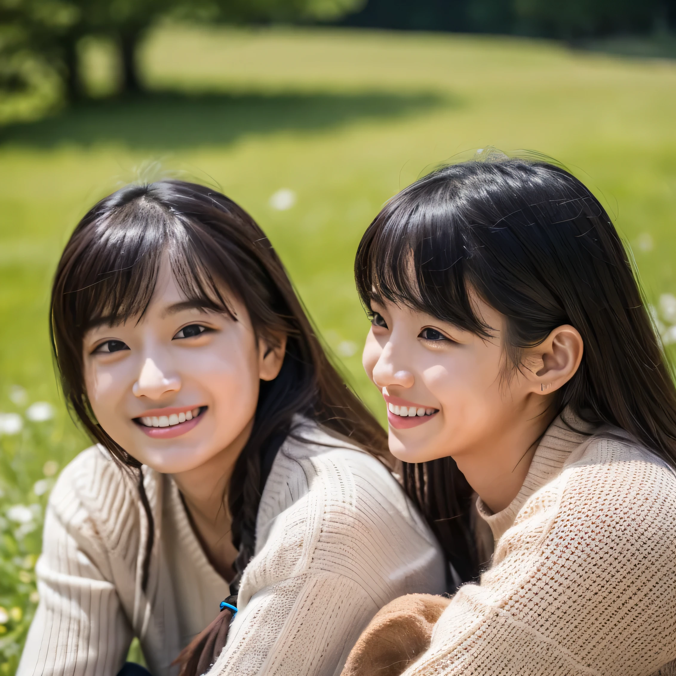  identical twin sisters, clear facial features, close, happy and golden retriever, black hair, walk on a mountain path.(8K、Live shooting、highest quality、masterpiece:1.2)、Super detailed、super resolution、(hyper genuineity、)Super detailed、super resolution、(genuine、genuine photo:1.47)、highly detailed face、highly detailed eyes、非常にgenuineな肌、 highly detailed fingers, highly detailed nose, highly detailed mouth, highly detailed background,