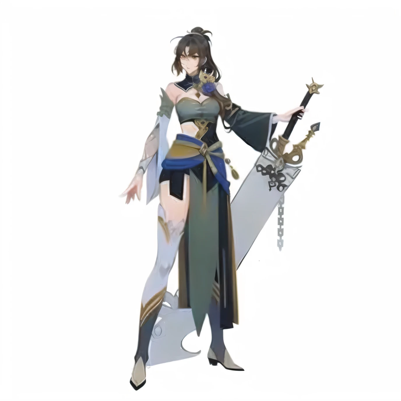 Anime character with sword and armor standing in front of white background, whole body concept, beautiful whole body concept art, whole body concept art, detailed whole body concept art, full body character concept art, full body xianxia, ( ( character concept art ) ), Full body character design, single character concept art, full body character concept, concept art characters