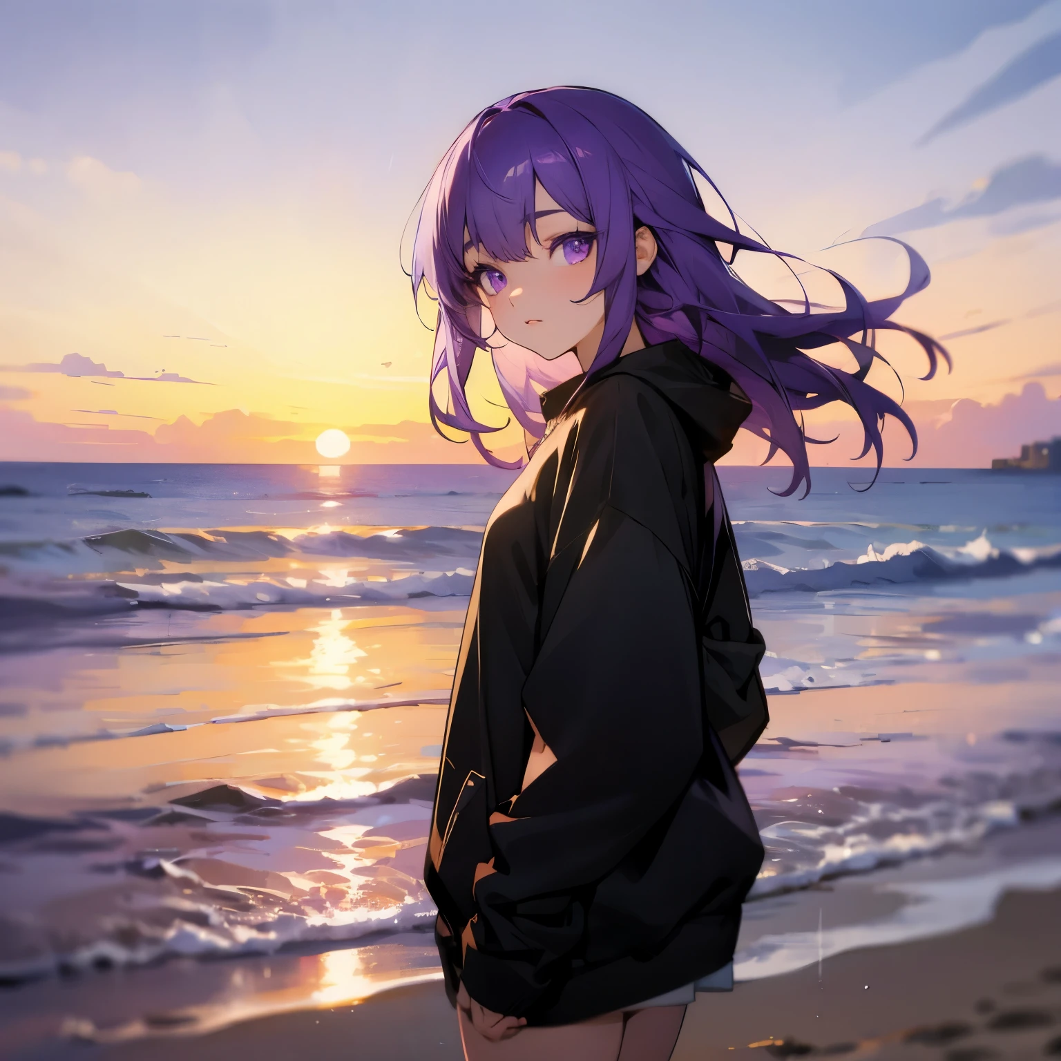delicate face,purple eyes