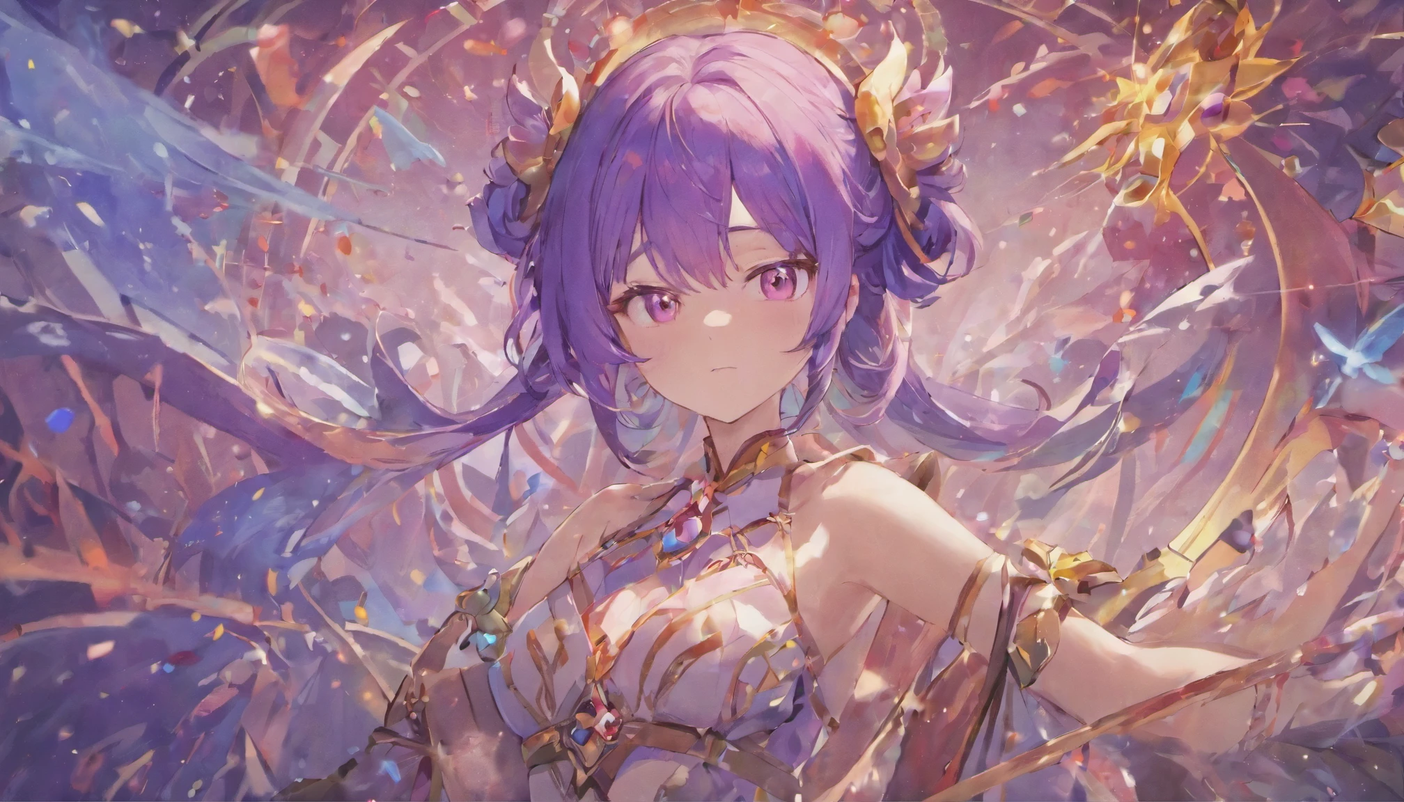 masterpiece,the best,quality,vivid,Face,gem,pupil，Refined Face，CG feeling，Color with many colors，clear details，Hair is okay，huge ，bikini，sling，pink hair，Nalumei，Blue sky as background，purple butterfly，There are horns on the head，Gorgeous Katana，Granblue Fantasy，高quality，cool，HD wallpapers，stunning background, stunning wallpapers,Very detailed and beautiful wallpaper, HD images