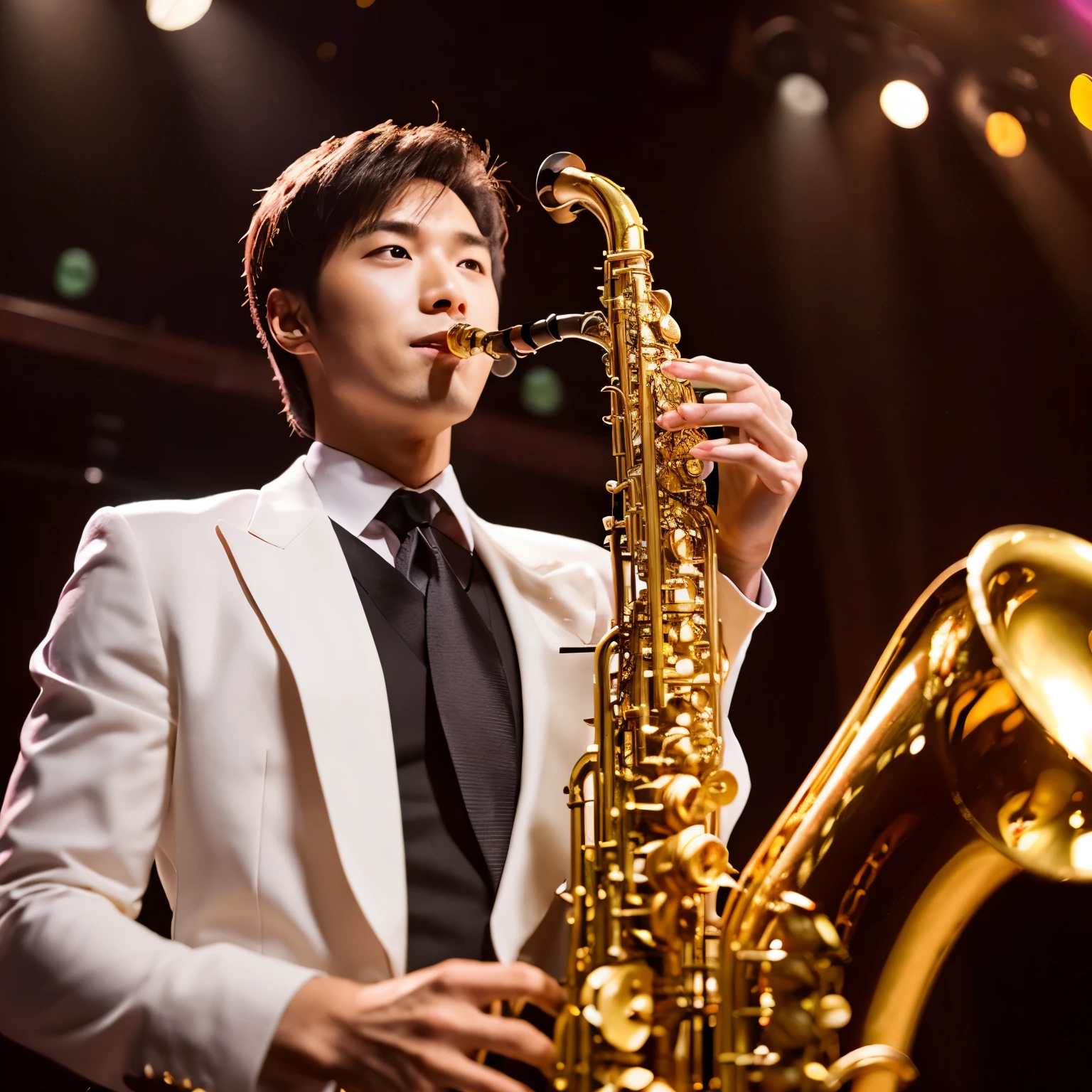 saxophone and handsome man