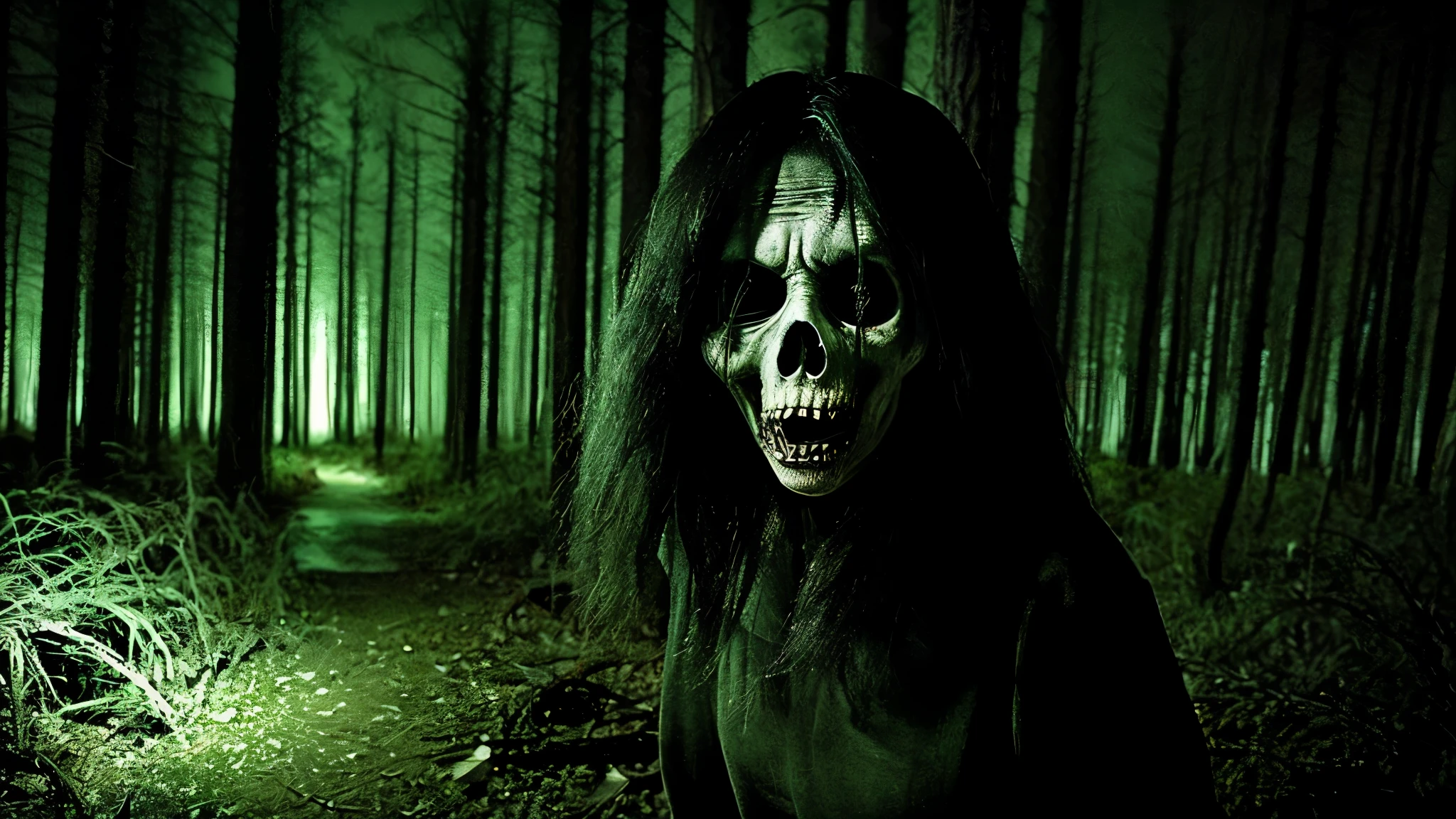 horror, fear, scary, night, darkness, forest, japan, old woman, angry