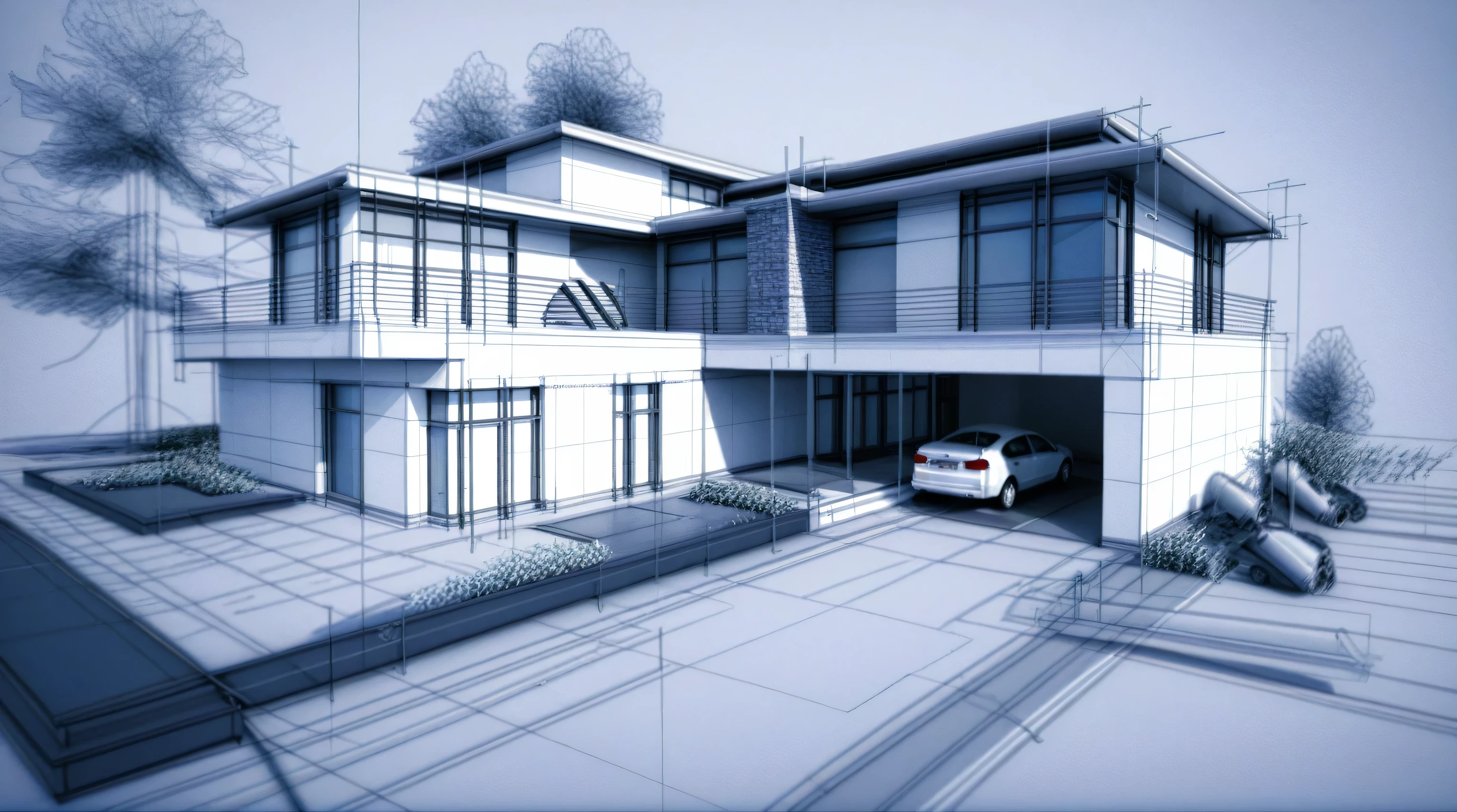 a close up of a drawing of a house with a car in the garage, architecture concept, architecture design, architectural illustration, architectural design, architectural concept, architectural concepts, architectural sketch, precise architectural rendering, architecture blueprint copy, modern architecture design, architectural shot, architectural rendering, arhitectural shot, 3d architecture, concept house, architecture render, architectural visualisation