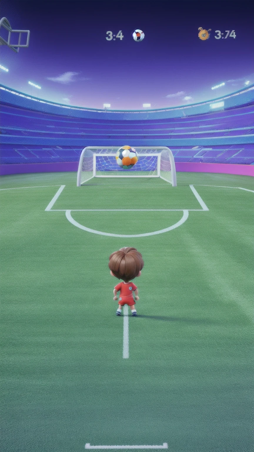 a close up of a person standing on a soccer field, sport game, soccer, soccer stadium, playing soccer, mobile game, game background, mobile game background, game screen, 3 d icon for mobile game, in-game, in - game, amazing graphics, soccer ball, celebrate goal, mobile game style, game illustration, trending dribble, in game