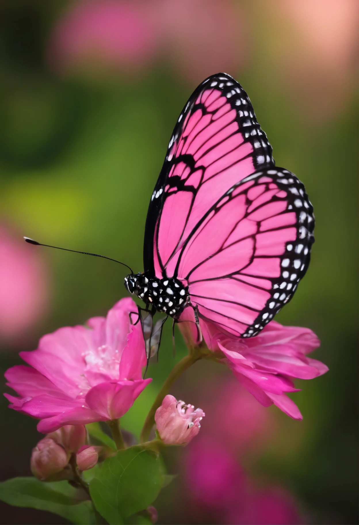 pink butterfly, dreamy