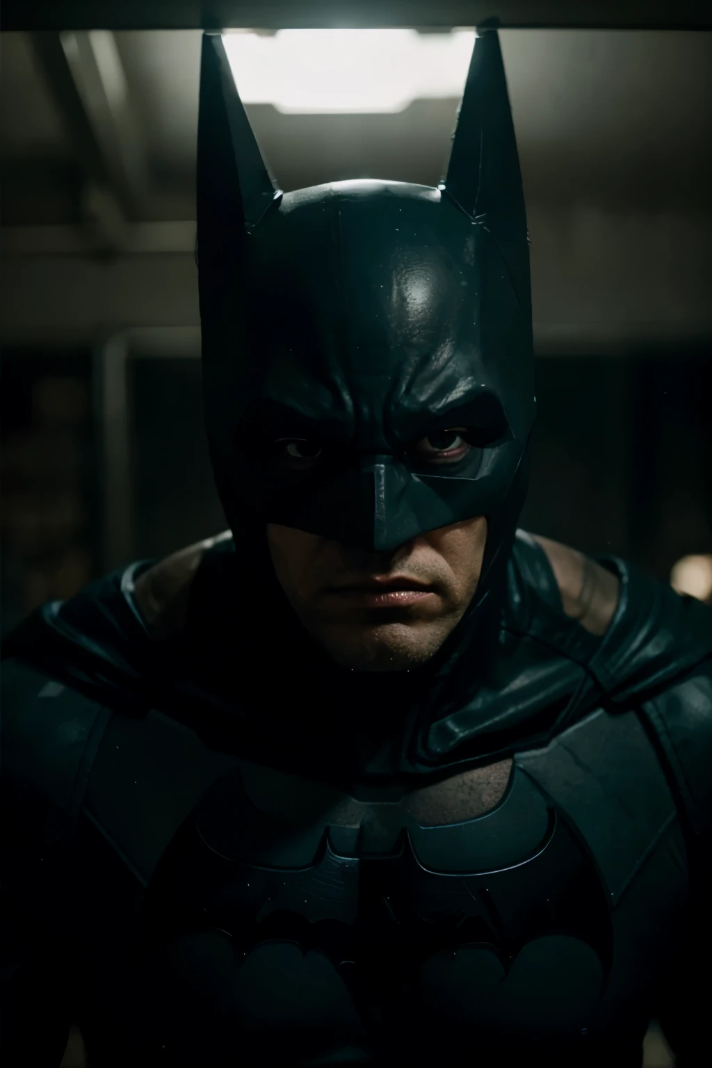 batman, frontlighting, worn out, ready to fight, tough, night time