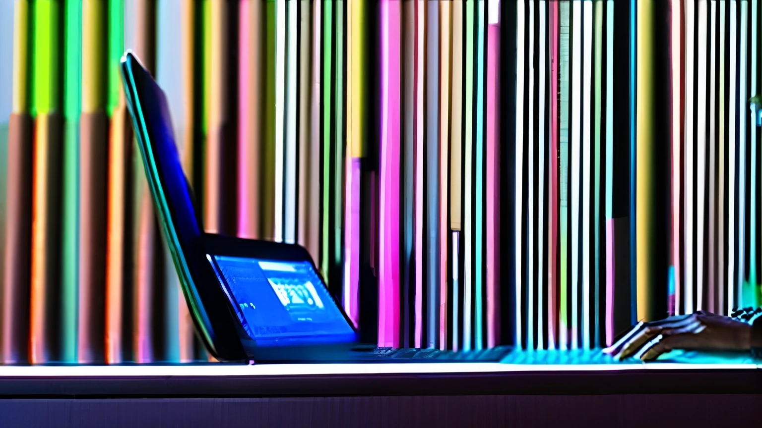 Side view of a person using a computer