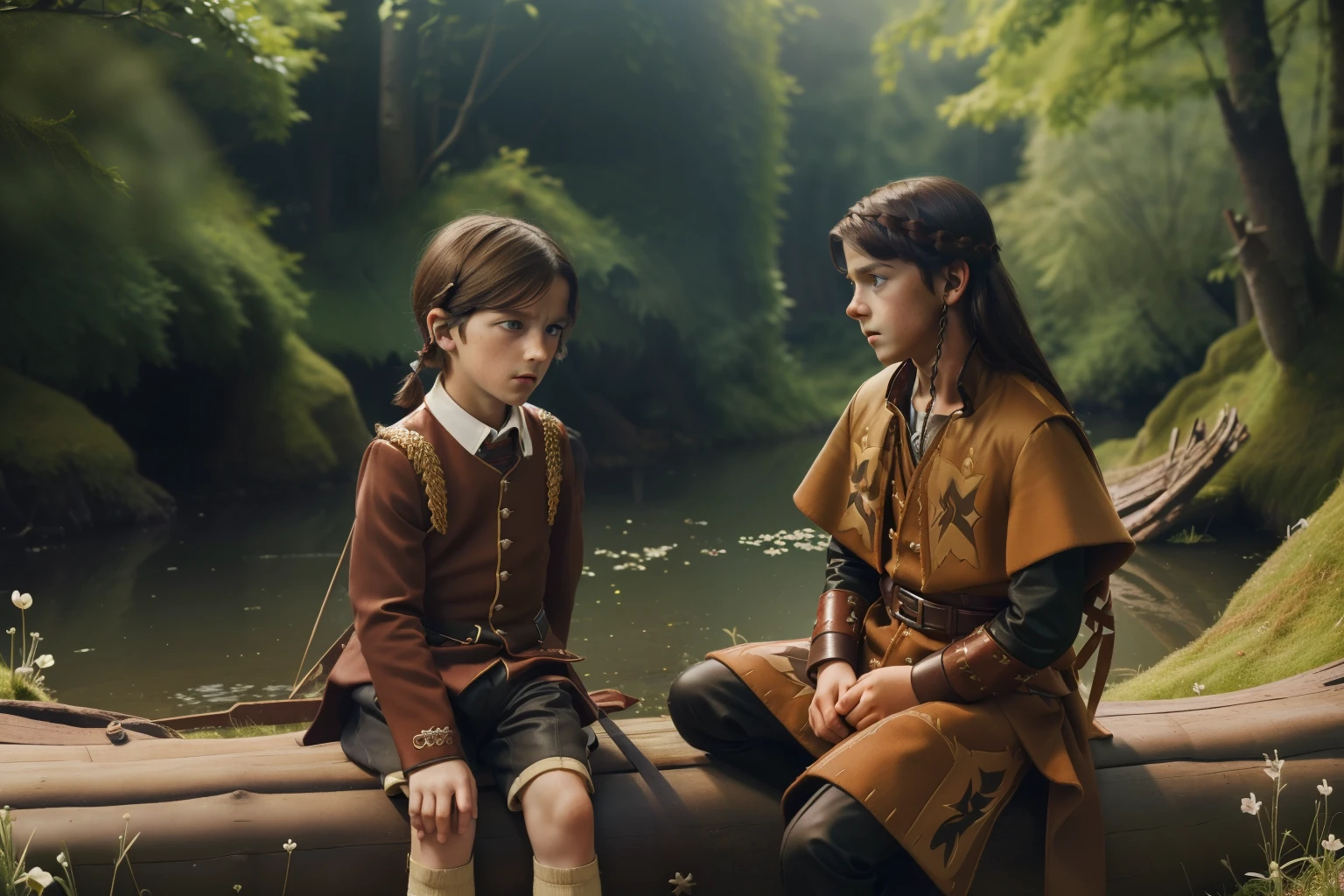 ((((10-year-old)) Bastian Balthazar Bux)), german boy, shy, lively eyes, ((angry and frustrated expression)). ((((german fantasy prince clothings)))), ((dark-chestnut hairstyle)).
