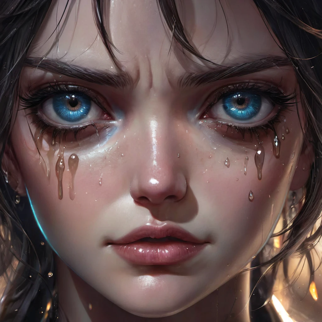 crying, aesthetic, extremely detailed, Crying eyes, Swynnarchild, dark fantasy, portrait, highly detailed, digital painting, concept art, sharp focus, illustration, art by artgerm and greg rutkowski and magali villeneuve