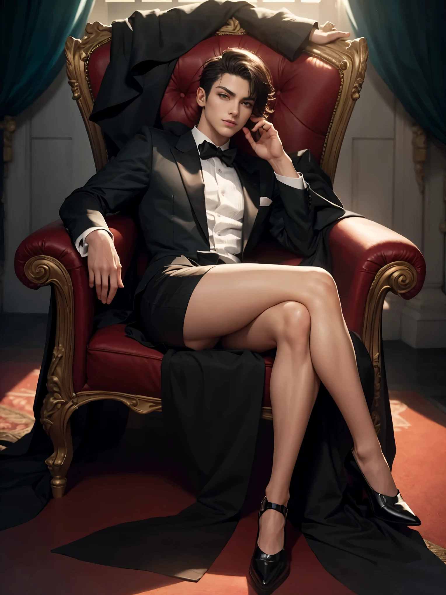 (masterpiece, best quality, 8k:1.35), (2boys, prince kills rat king, nutcracker ballet, beautiful eyes, male ballet tights, male crotch bulge, buttocks:1.35)