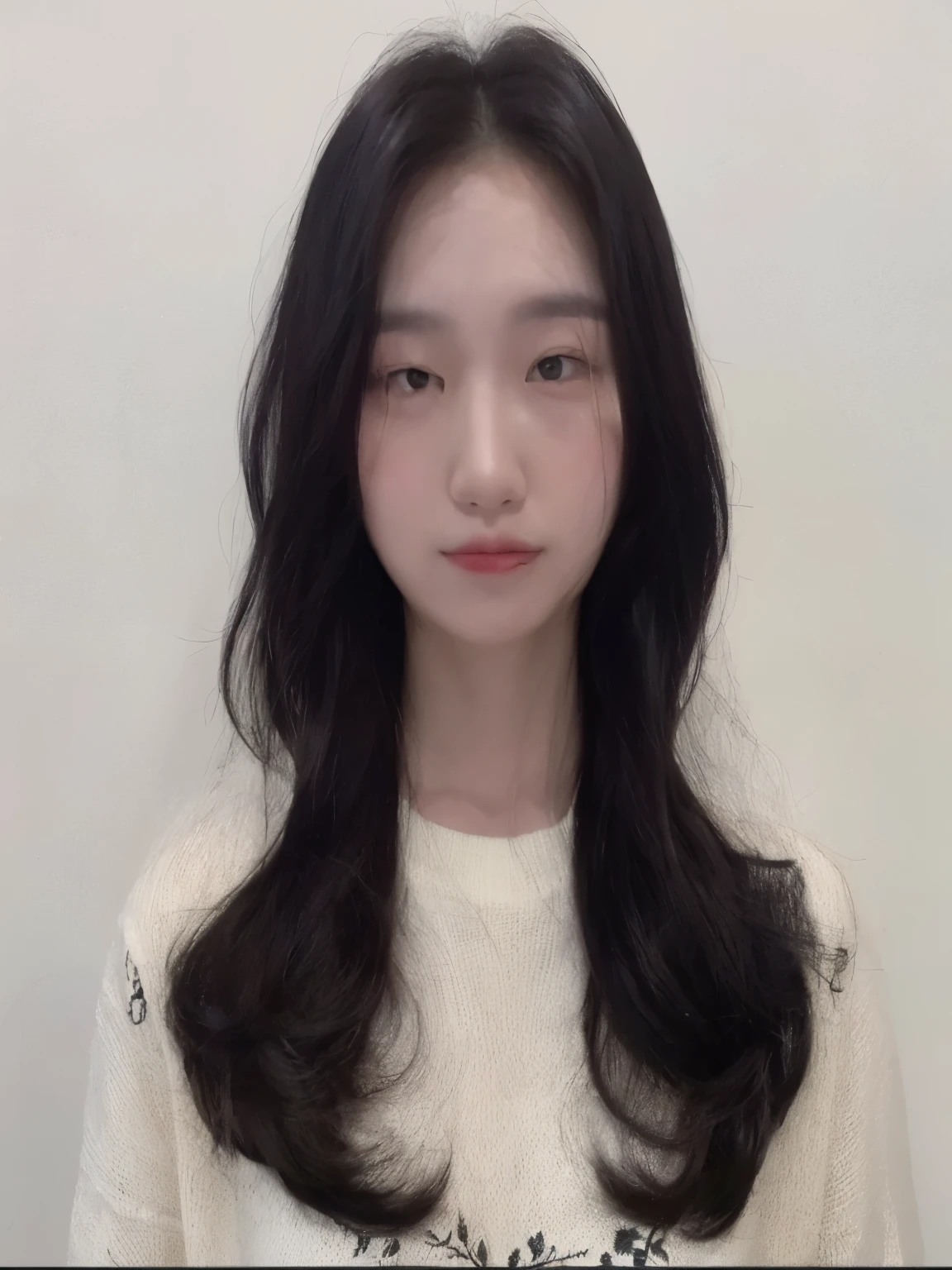 Araped Asian woman with long black hair and white shirt, korean symmetrical face, Jaeyeon Nam, Korean woman, wavy long-length black hair, Jiyoung Kwak, gorgeous young Korean woman, korean artist, Lee, Ji - Eun, Lee, Ji - Eun, Korean woman, Young and lovely Korean face, Taejun Kim, beautiful young Korean woman
