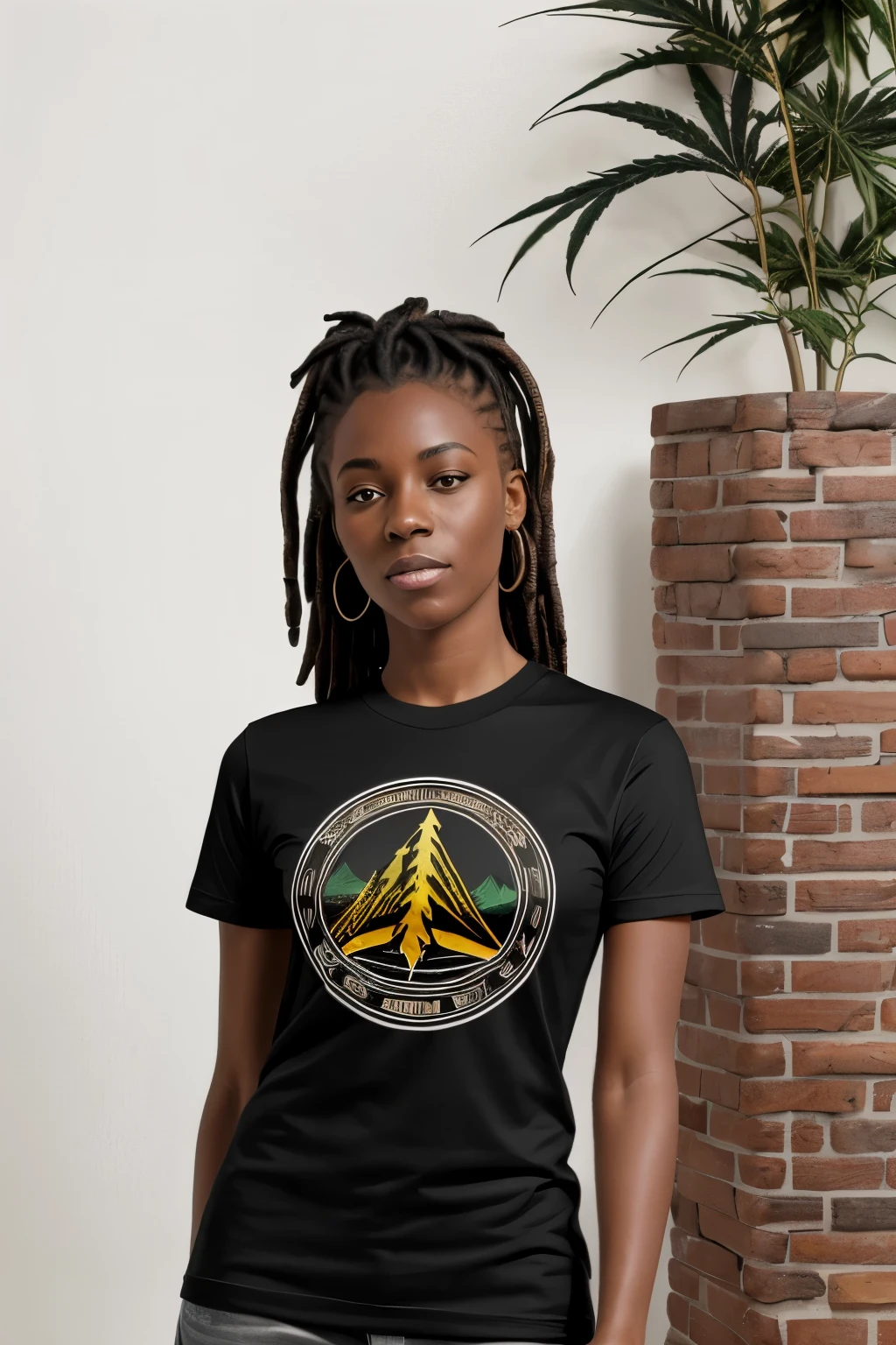 sticker, northern, integrado, black skin dreadlock Maria sex virgin Maria sex ,residencial Himmer dirigindo nas montanhas, Great detail vector graphic on a t-shirt ,contour, cannabis, vector, white background, vinyl sticker