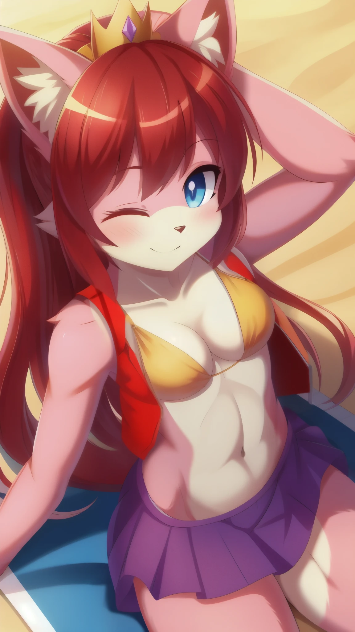 ((red vest, open clothes)),