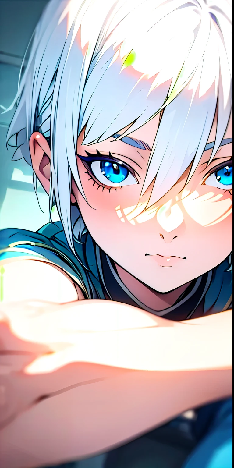 [((fiona_Frost)), 1 girl, (alone), (masterpiece, best quality), (finely detailed beautiful Eye), blue_Eye, (short_hair), (white_hair)